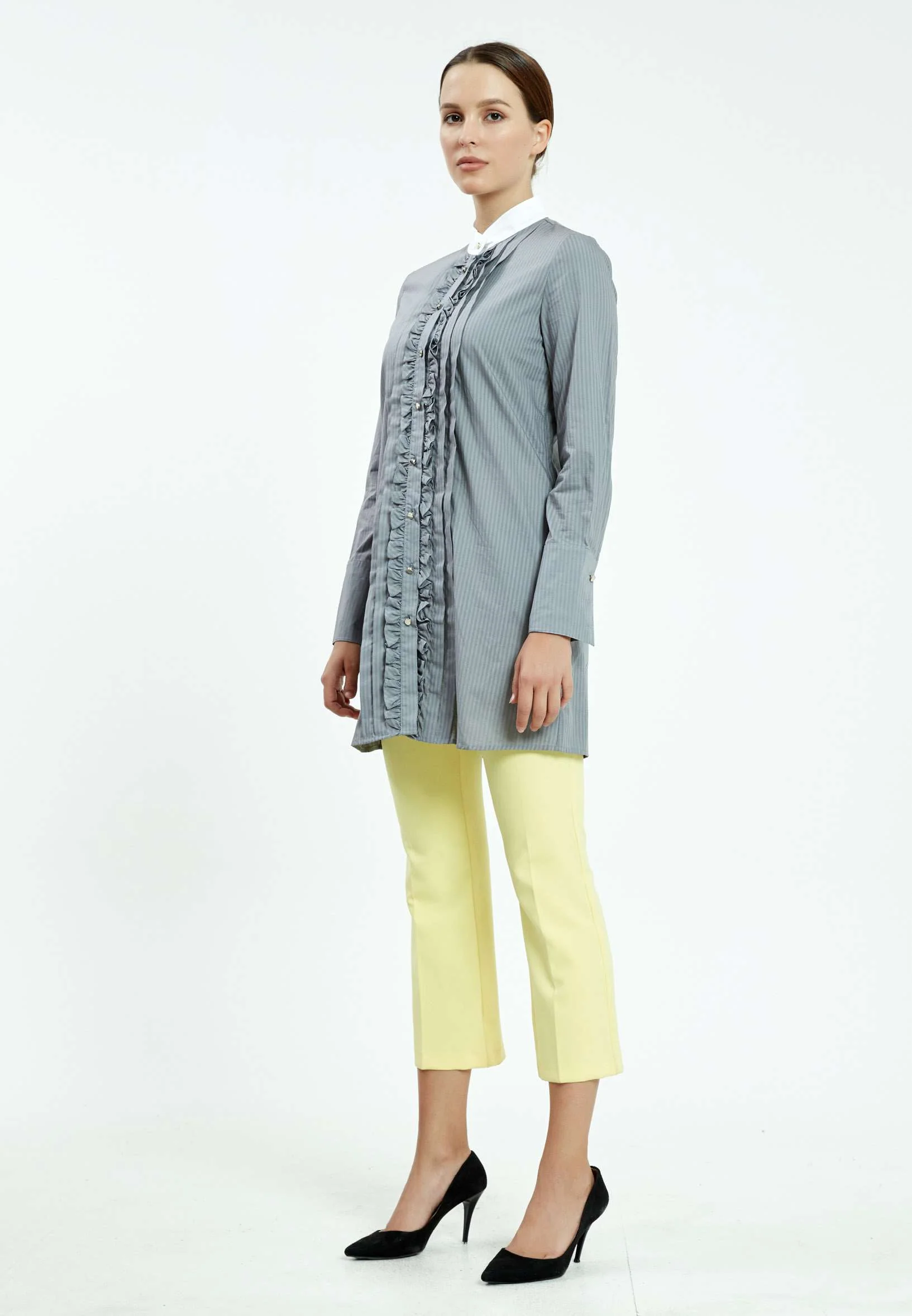 Long Sleeve Solid Color Regular Tunic ser23380 - Image 12