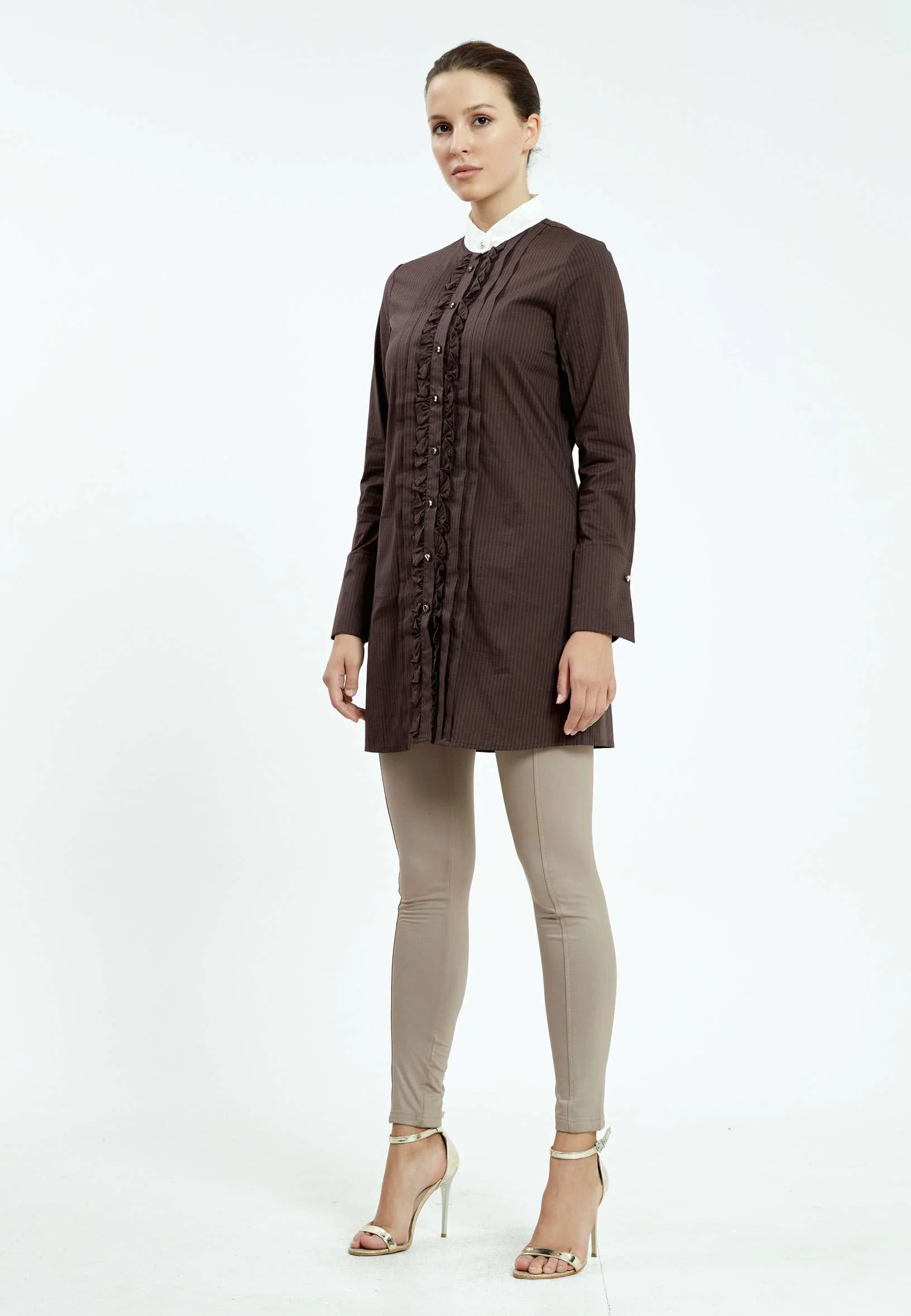 Long Sleeve Solid Color Regular Tunic ser23380 - Image 4