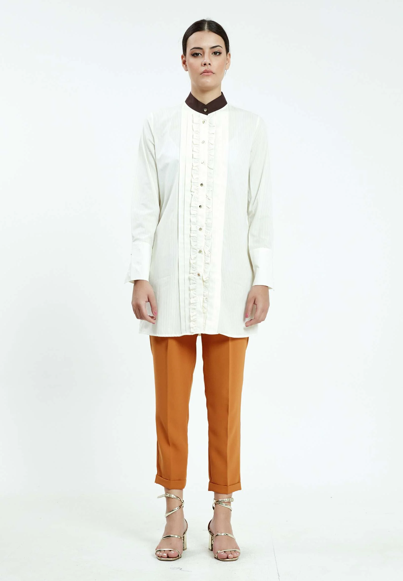 Long Sleeve Solid Color Regular Tunic ser23380 - Image 6