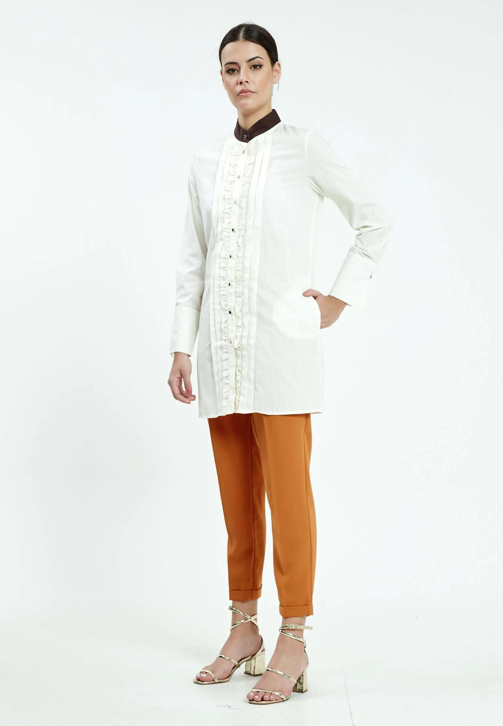 Long Sleeve Solid Color Regular Tunic ser23380 - Image 8