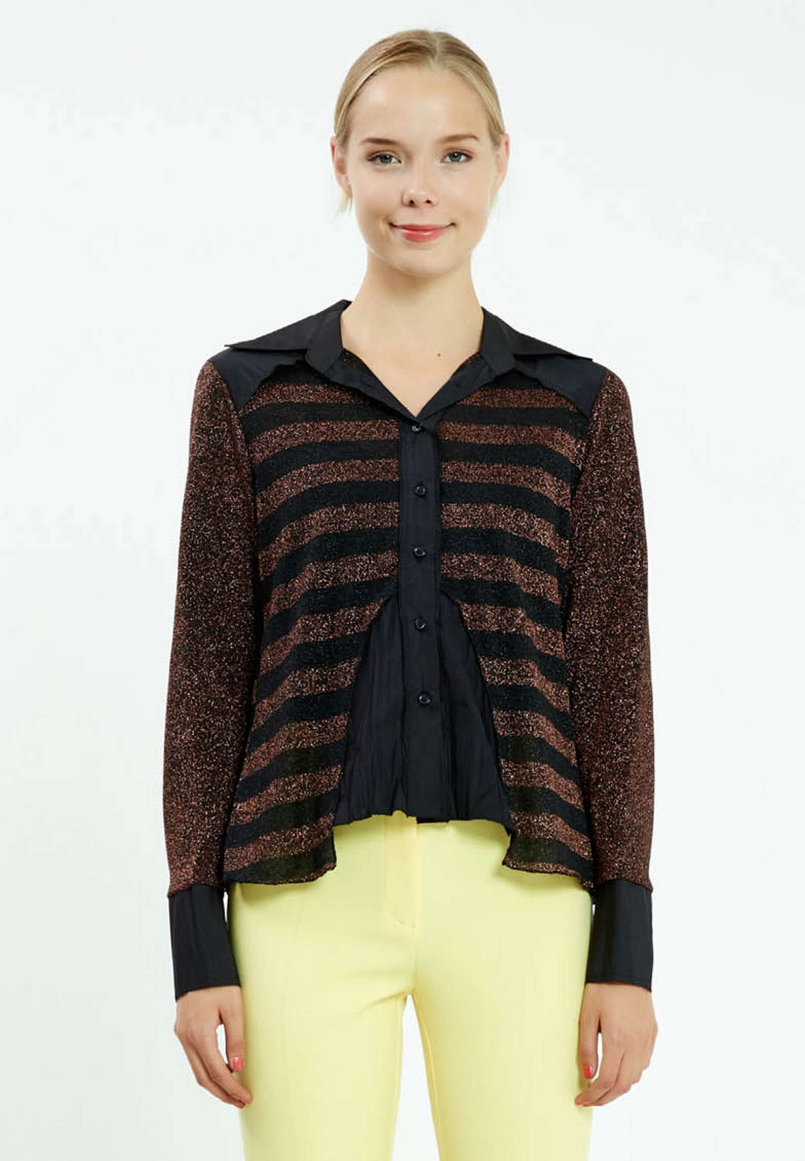 Long Sleeve Striped Regular Blouse sers7639