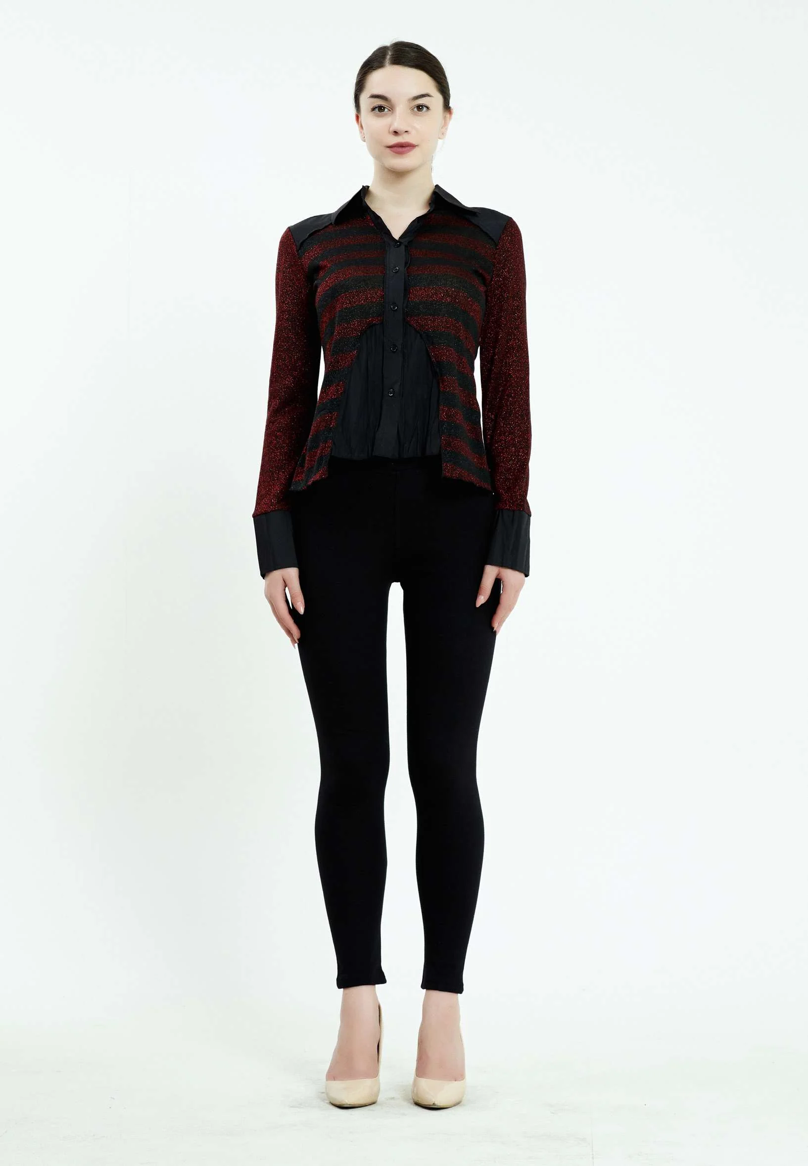 Long Sleeve Striped Regular Blouse sers7639 - Image 10
