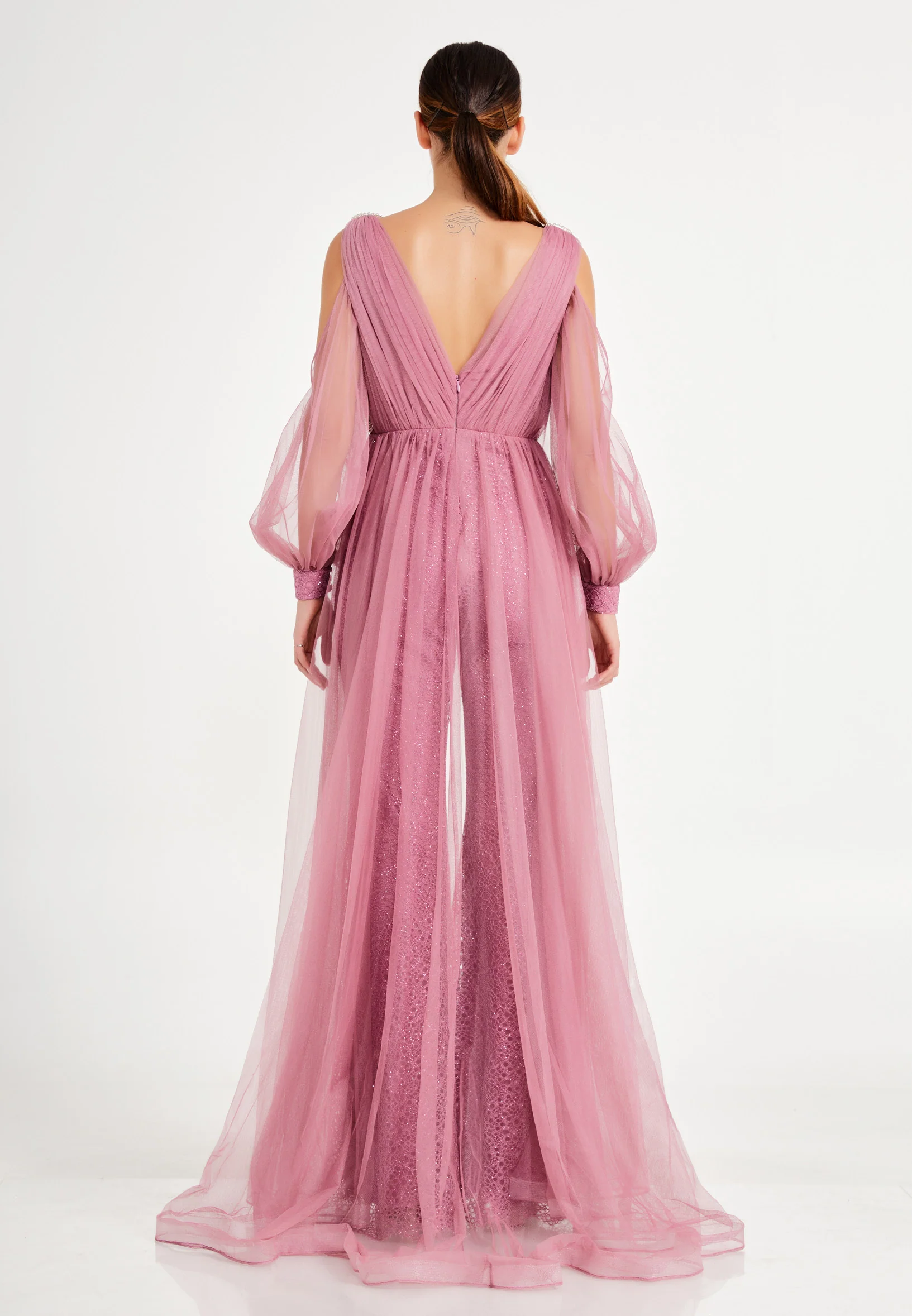 Long Sleeve Tulle Regular Fit Regular Evening Jumpsuit dkl628 - Image 18