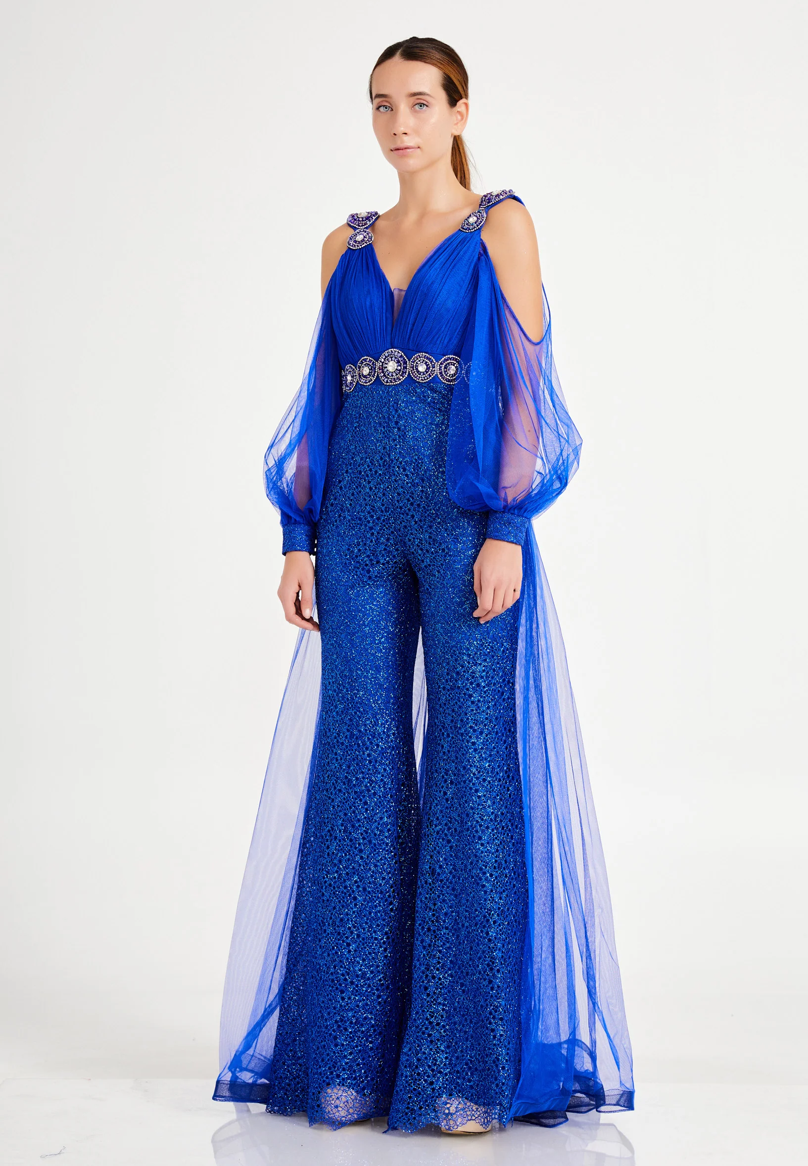 Long Sleeve Tulle Regular Fit Regular Evening Jumpsuit dkl628 - Image 23