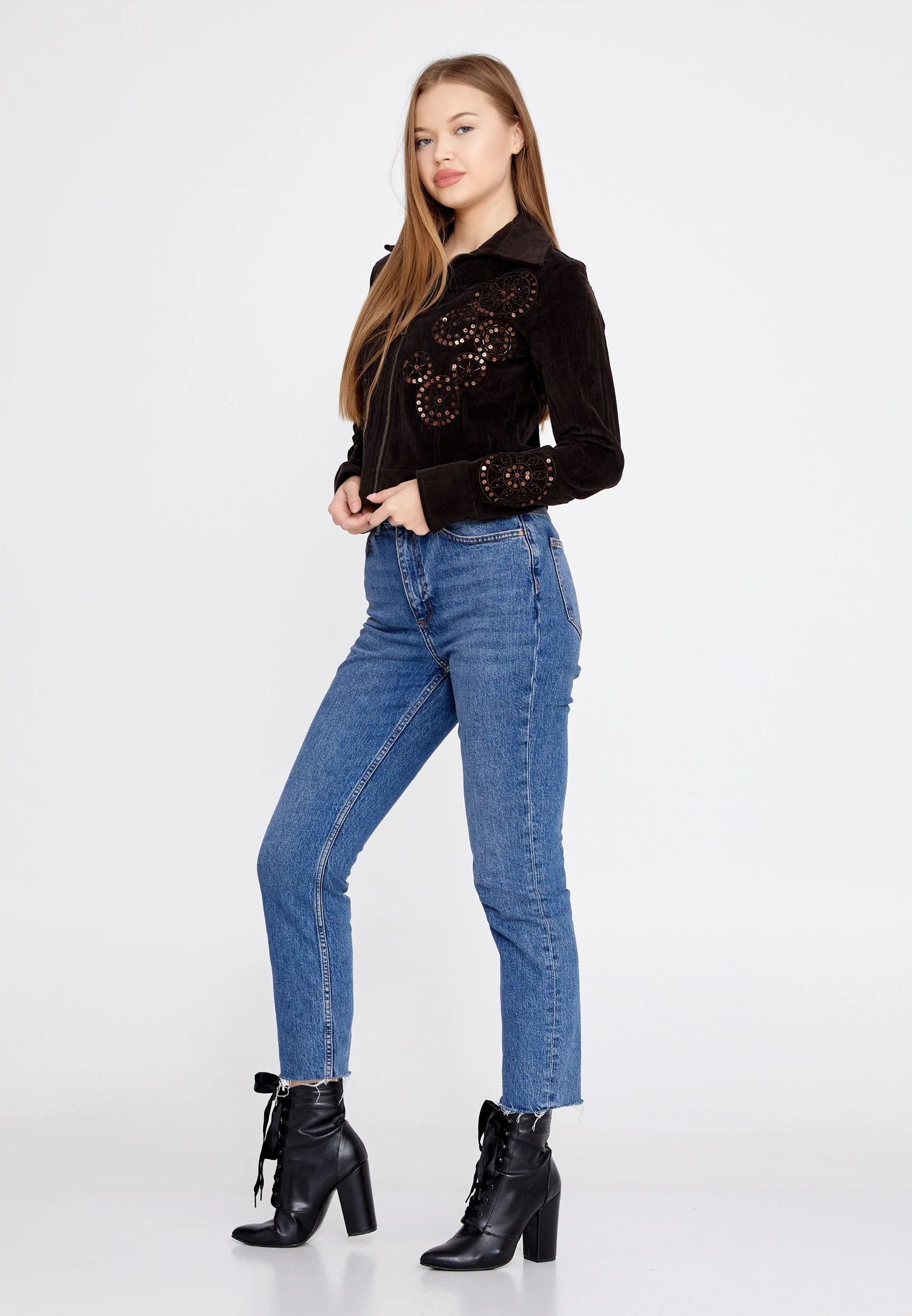 Long Sleeve Velvet Floral Regular Jacket ser1759 - Image 15