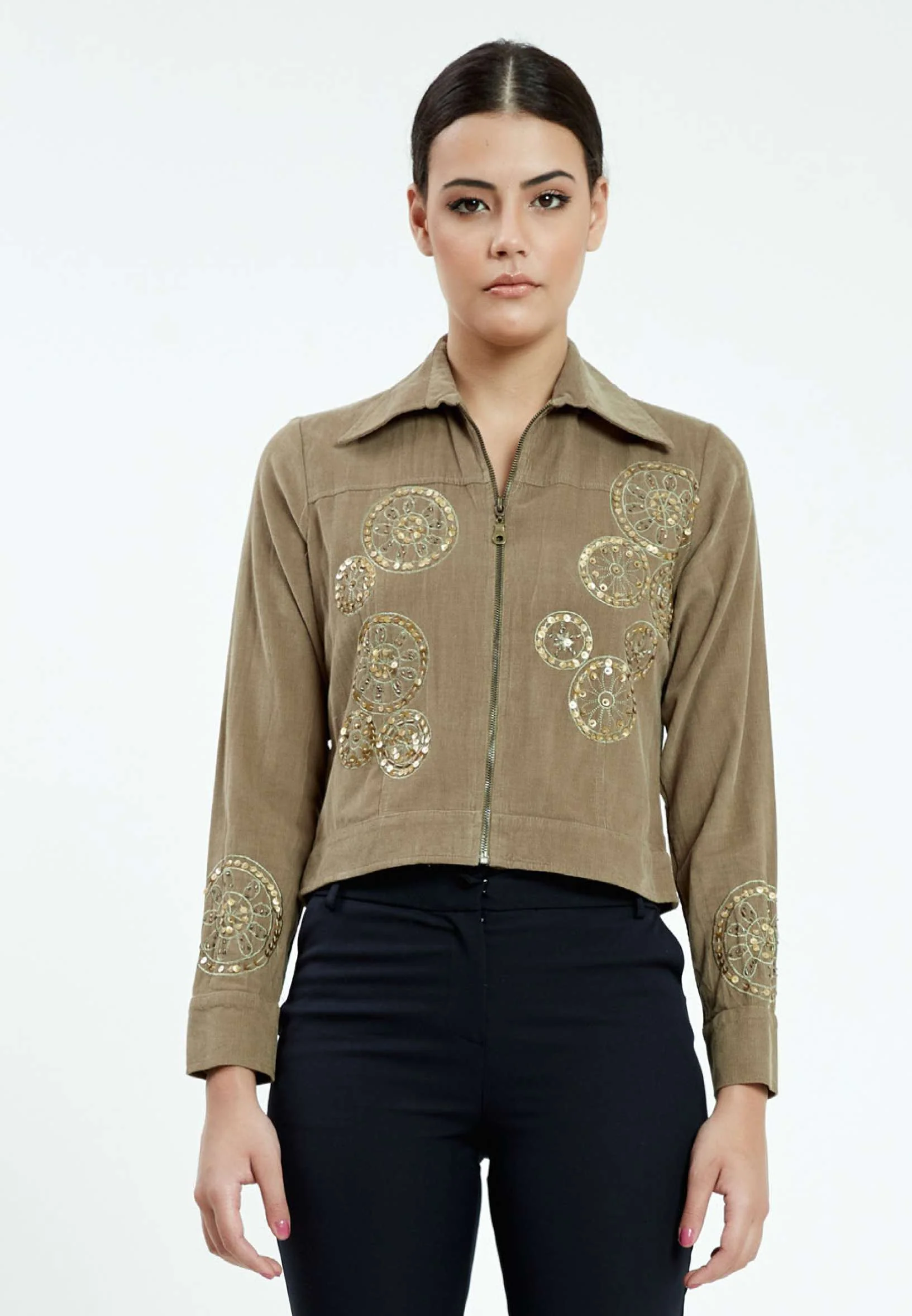 Long Sleeve Velvet Floral Regular Jacket ser1759 - Image 17