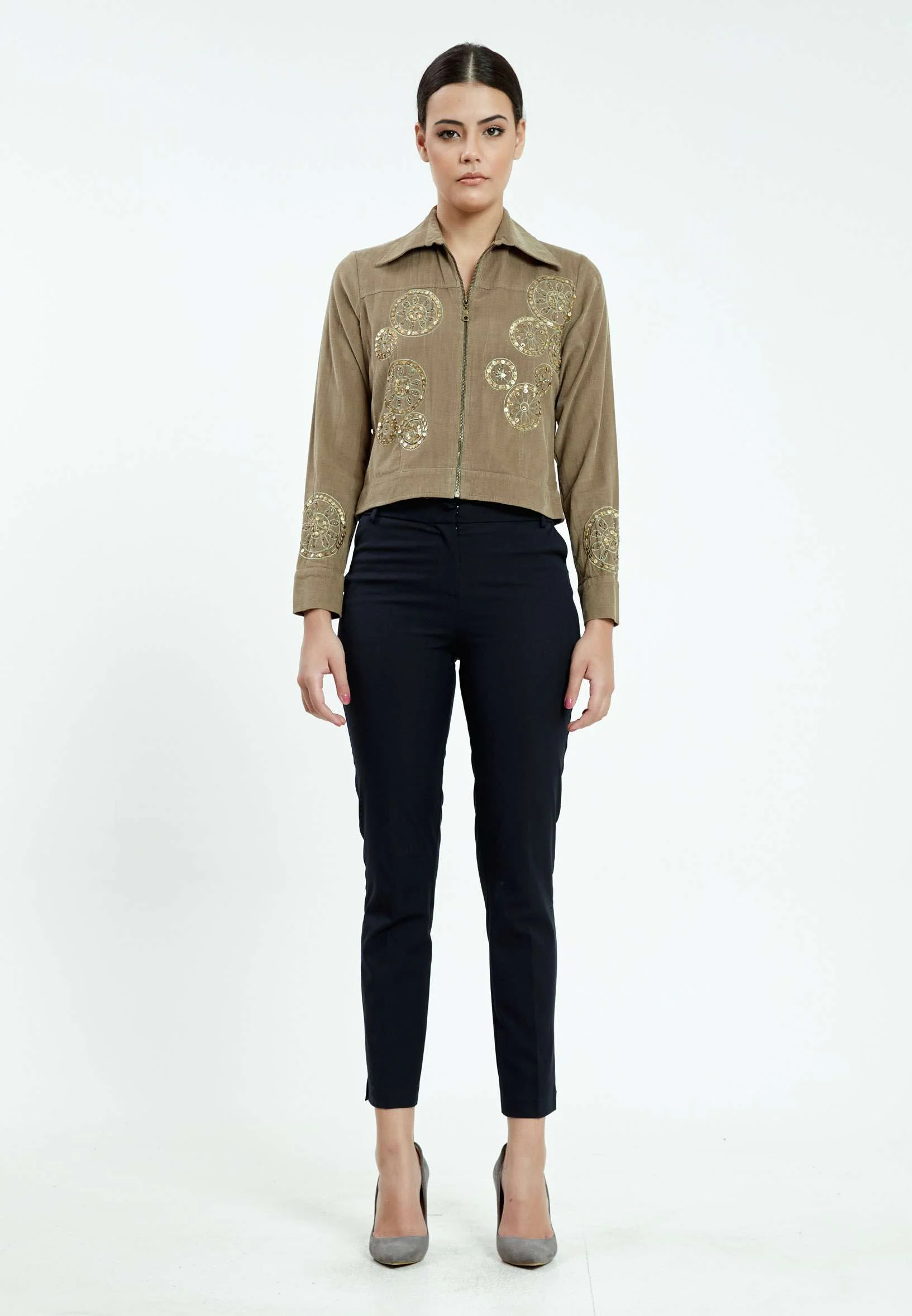 Long Sleeve Velvet Floral Regular Jacket ser1759 - Image 18