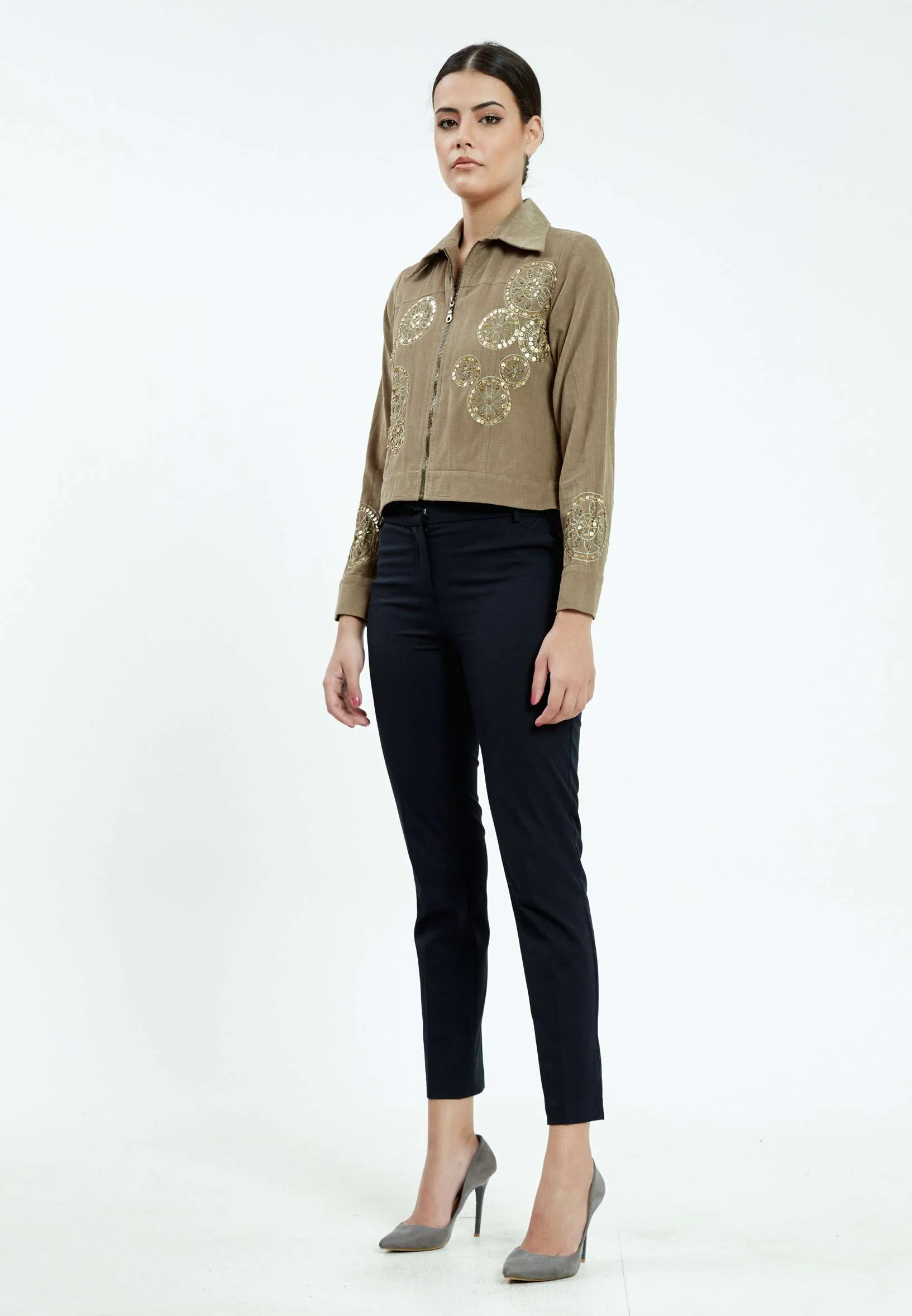 Long Sleeve Velvet Floral Regular Jacket ser1759 - Image 19