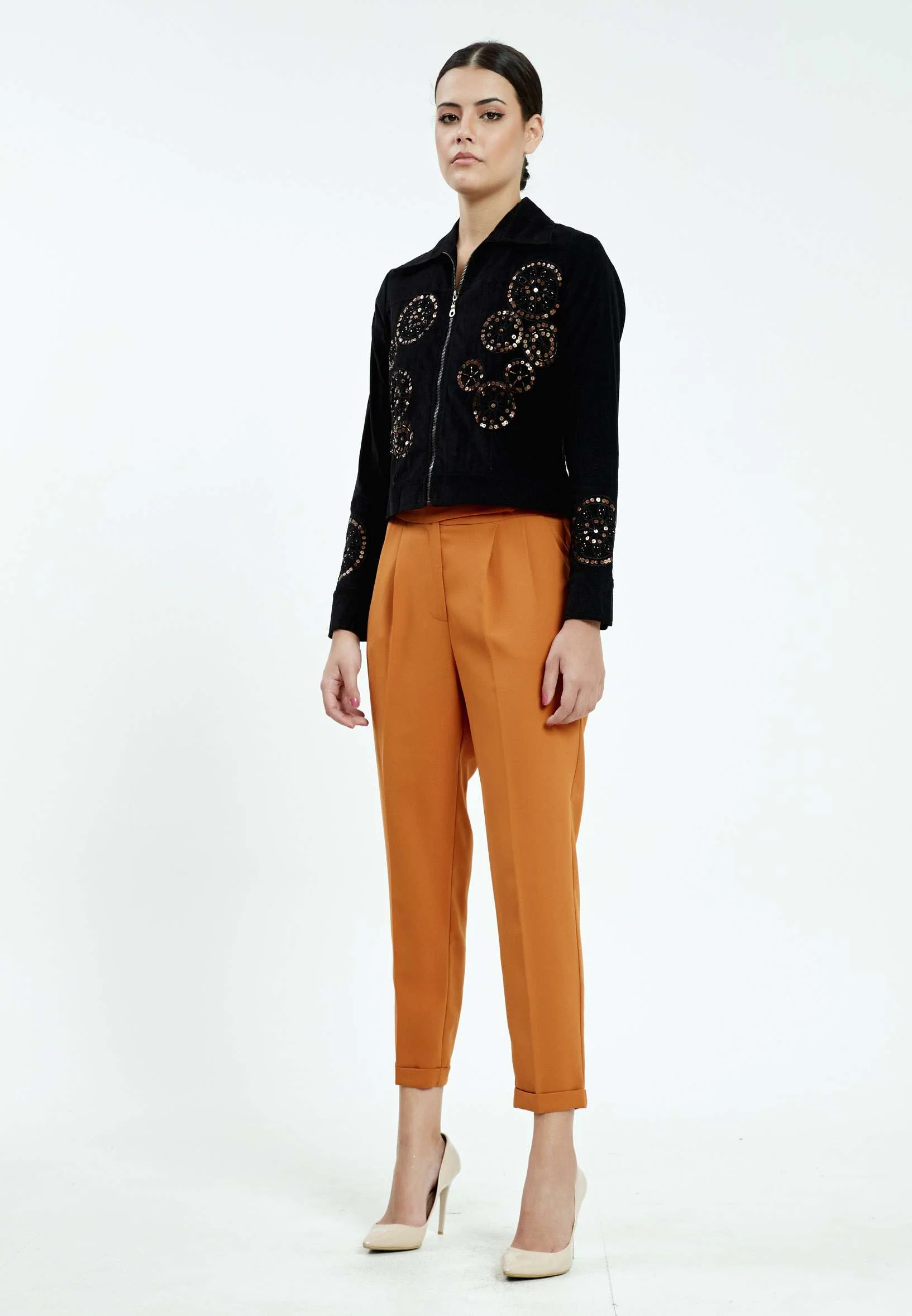 Long Sleeve Velvet Floral Regular Jacket ser1759 - Image 3