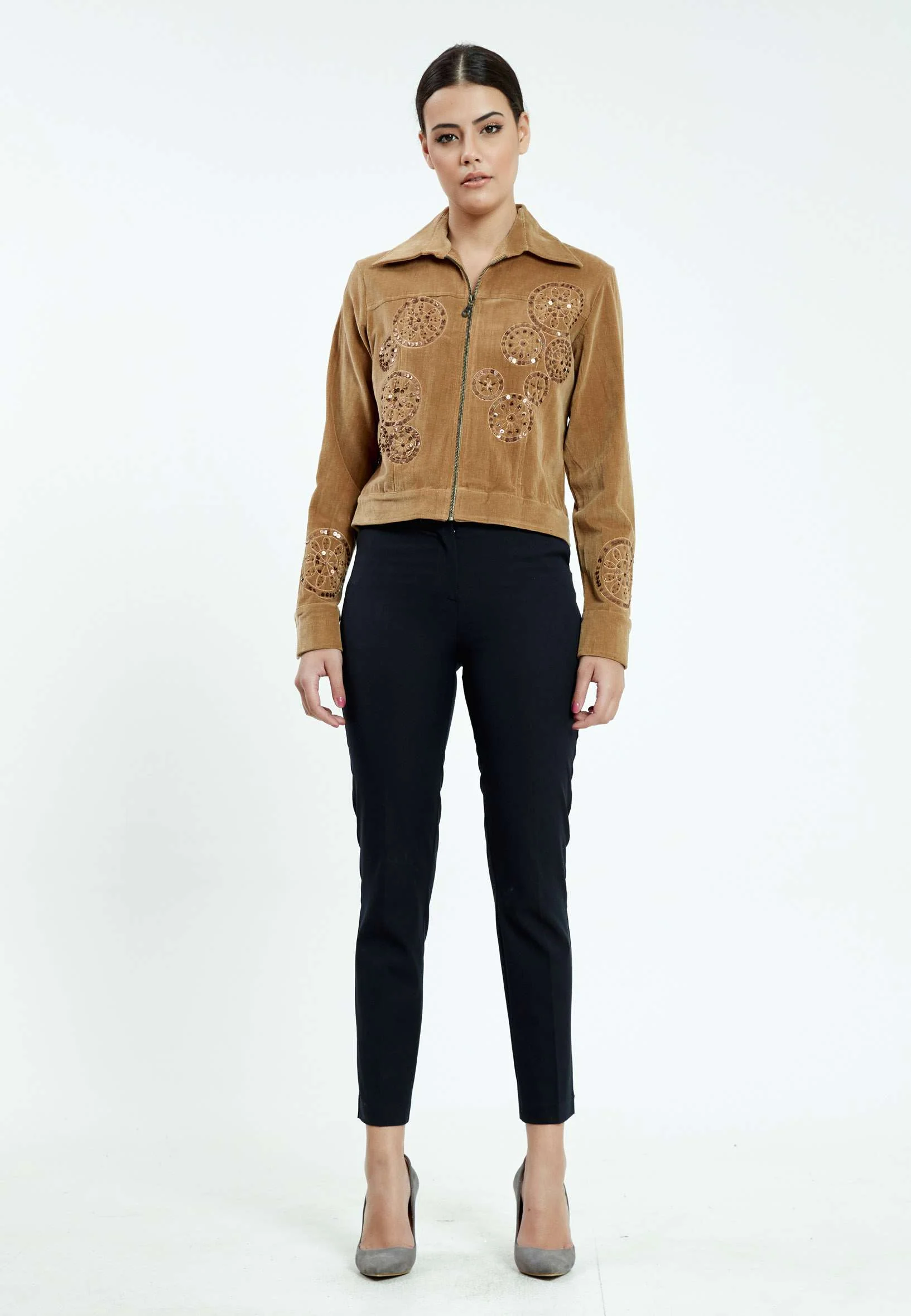 Long Sleeve Velvet Floral Regular Jacket ser1759 - Image 6