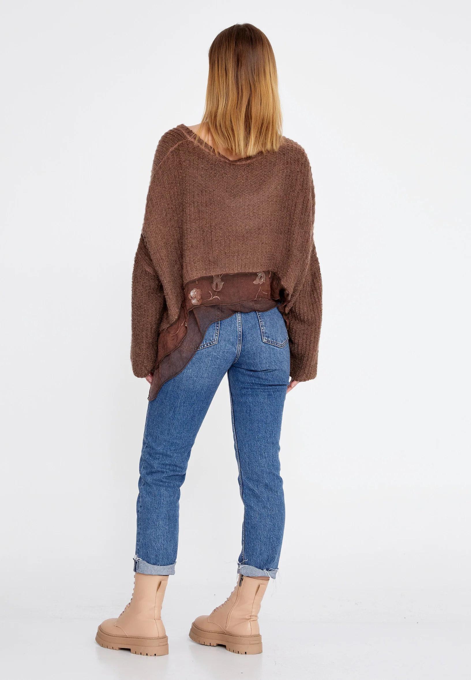 Long Sleeve Wool Floral Regular Sweater esl29243 - Image 2