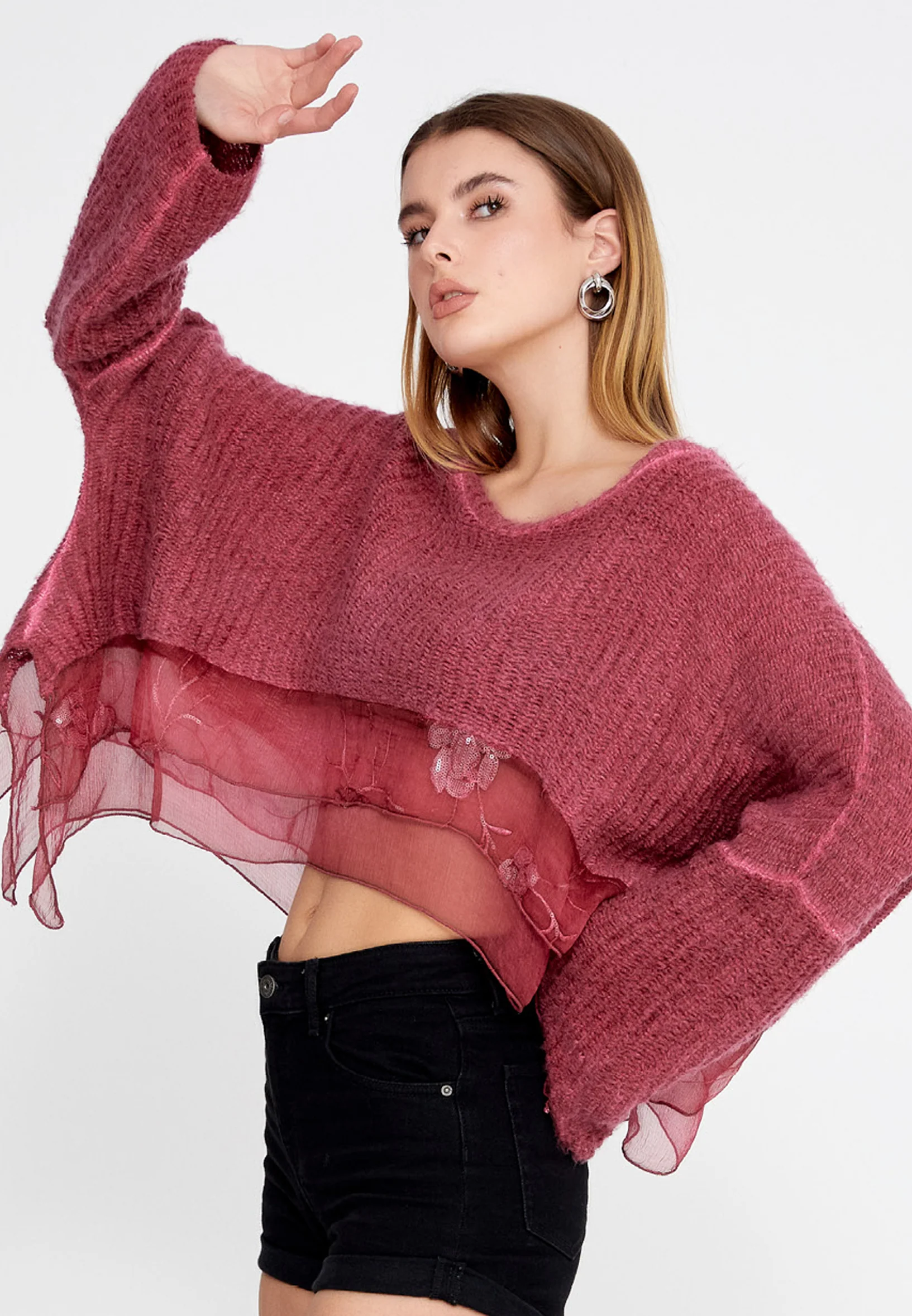 Long Sleeve Wool Floral Regular Sweater esl29243 - Image 8