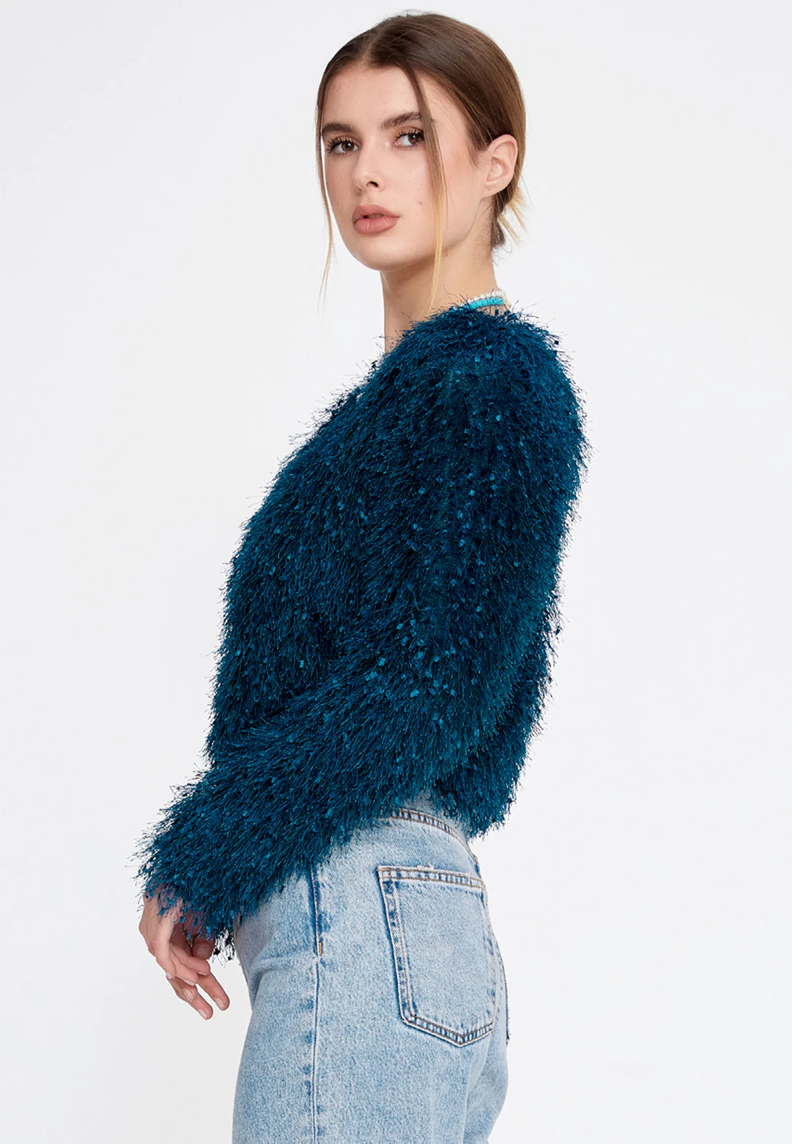 Long Sleeve Wool Solid Color Regular Sweater divdv412 - Image 5