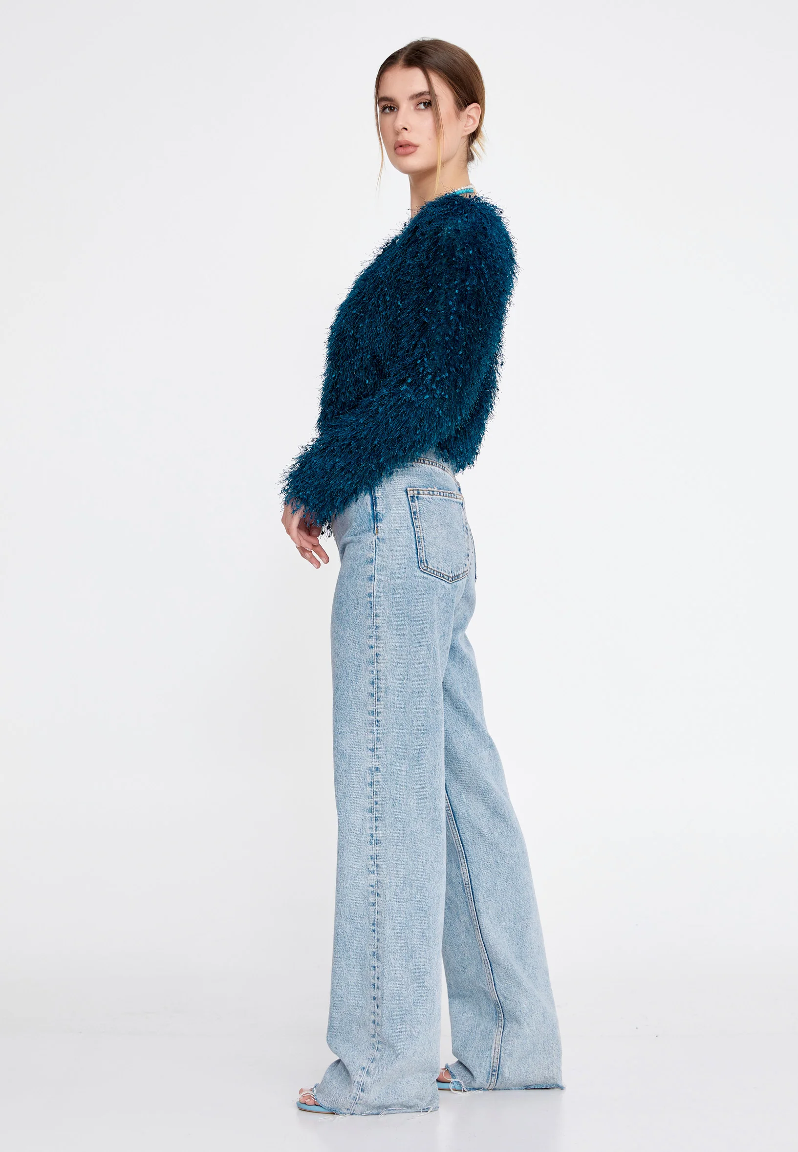 Long Sleeve Wool Solid Color Regular Sweater divdv412 - Image 8