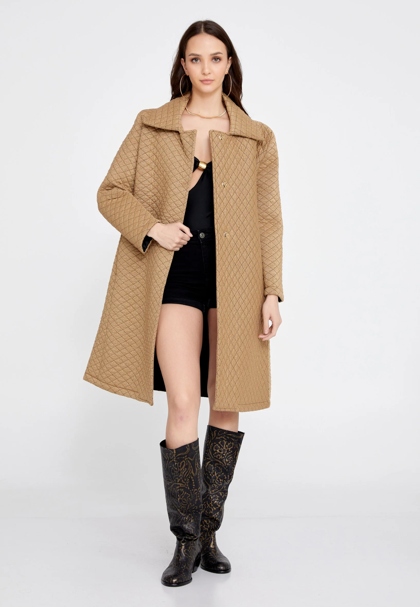 Lycra Solid Color Regular Coat esld1214b - Image 2