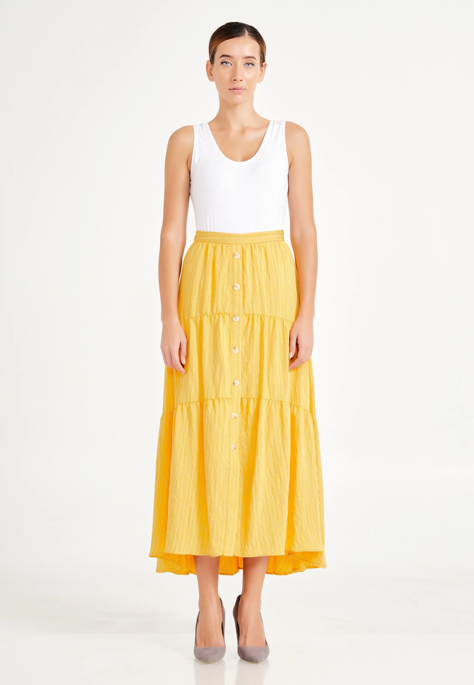 Maxi Solid Color Regular Skirt ber20y3127 - Image 10