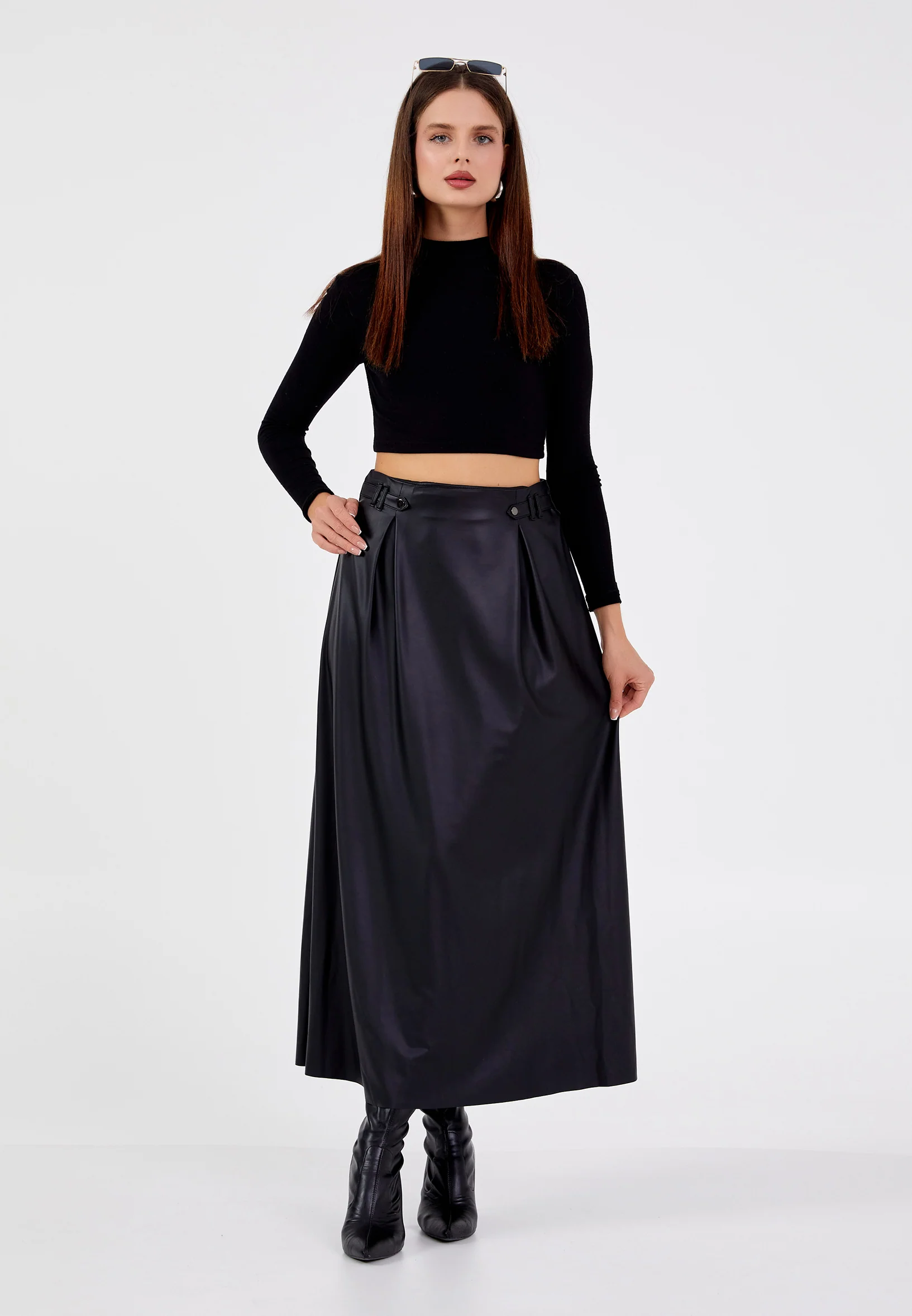 Maxi Solid Color Regular Skirt huk24k1114