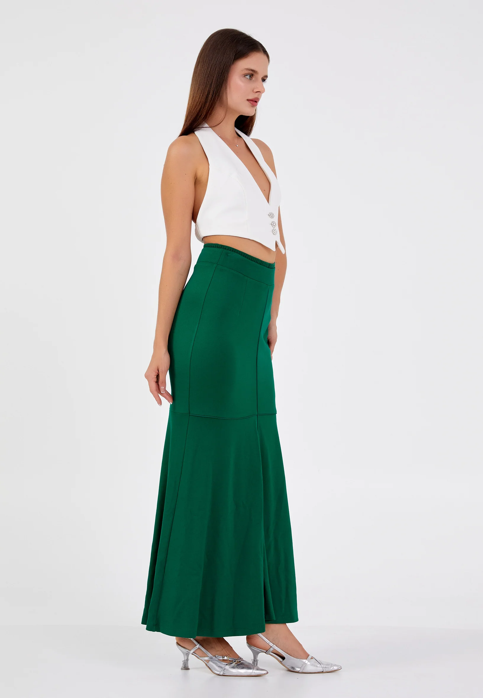 Maxi Solid Color Regular Skirt huk24k1188 - Image 4
