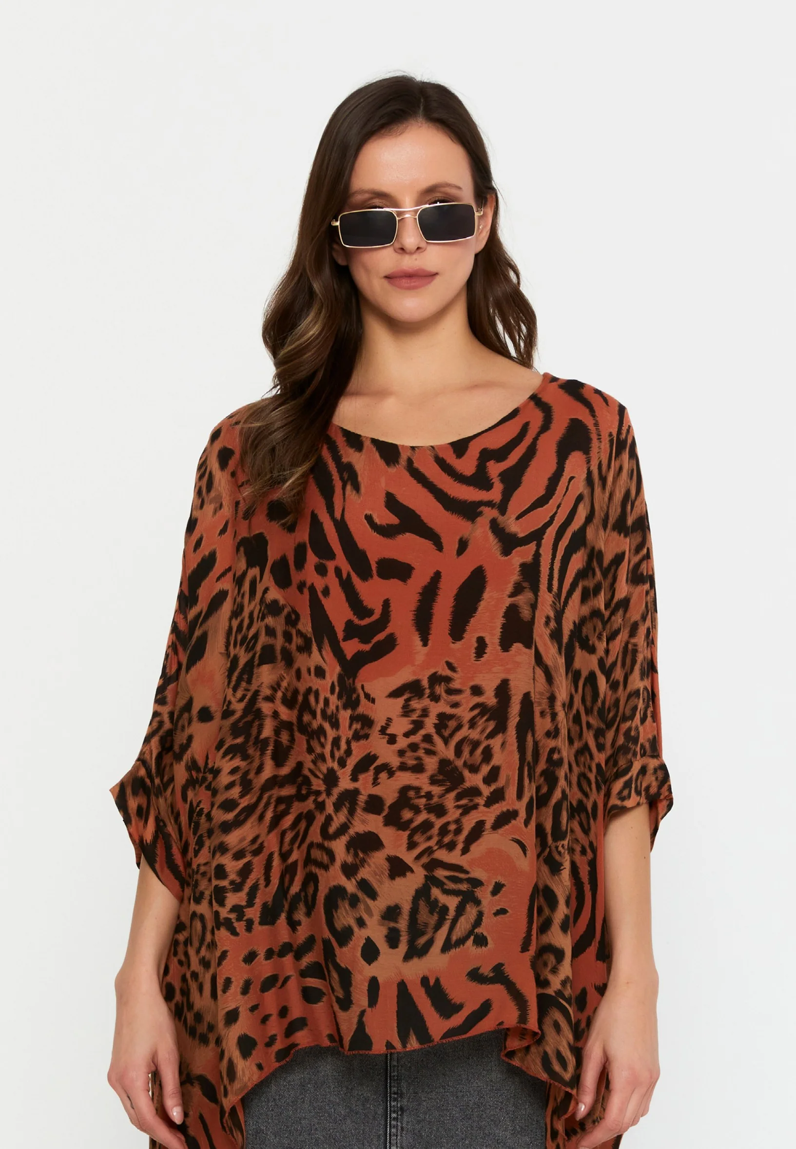 Mid-Length Animal Print Regular Blouse clf15015 - Image 9