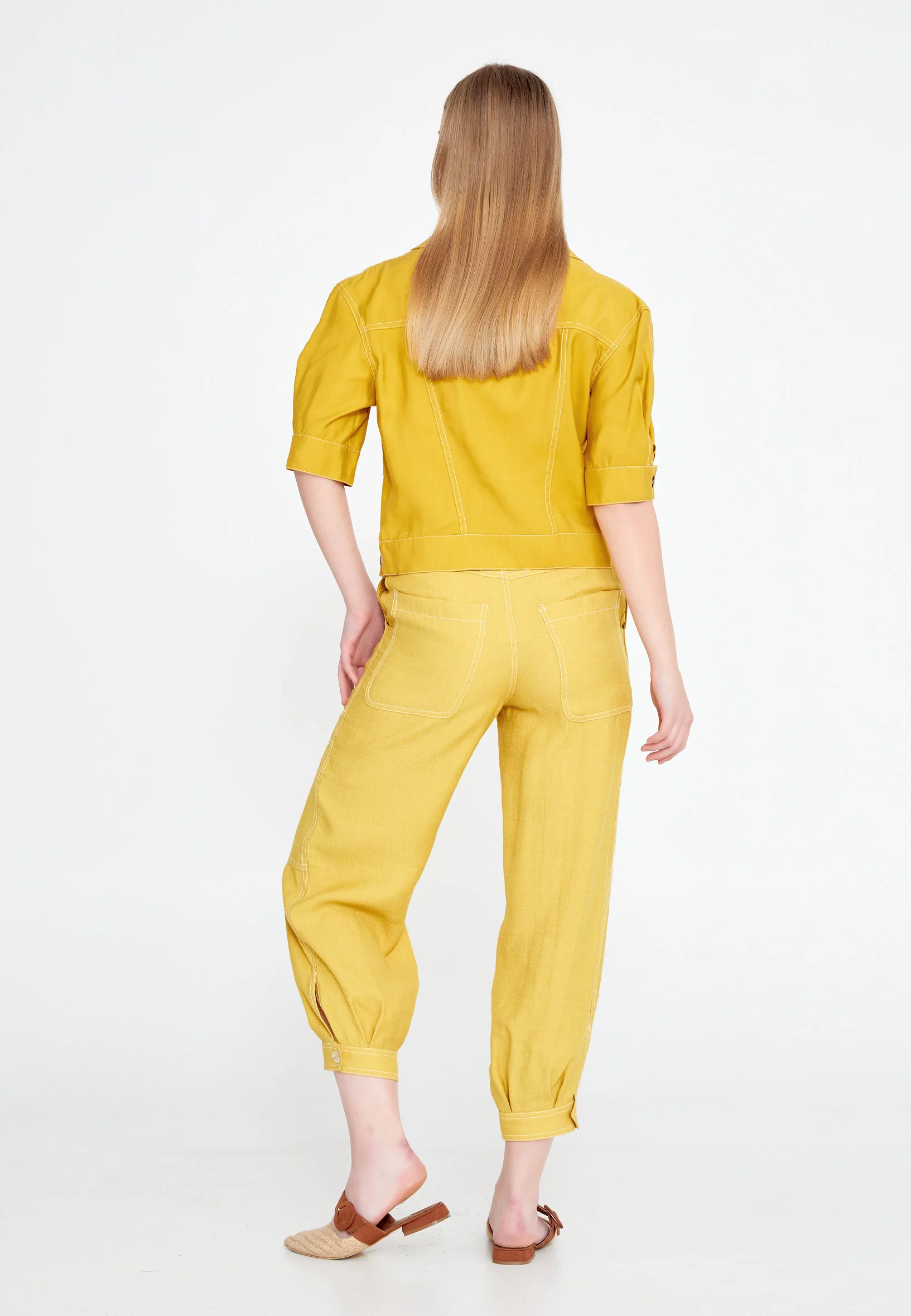 Mid-Length Crepe Solid Color Regular Jacket ber20y1118 - Image 2