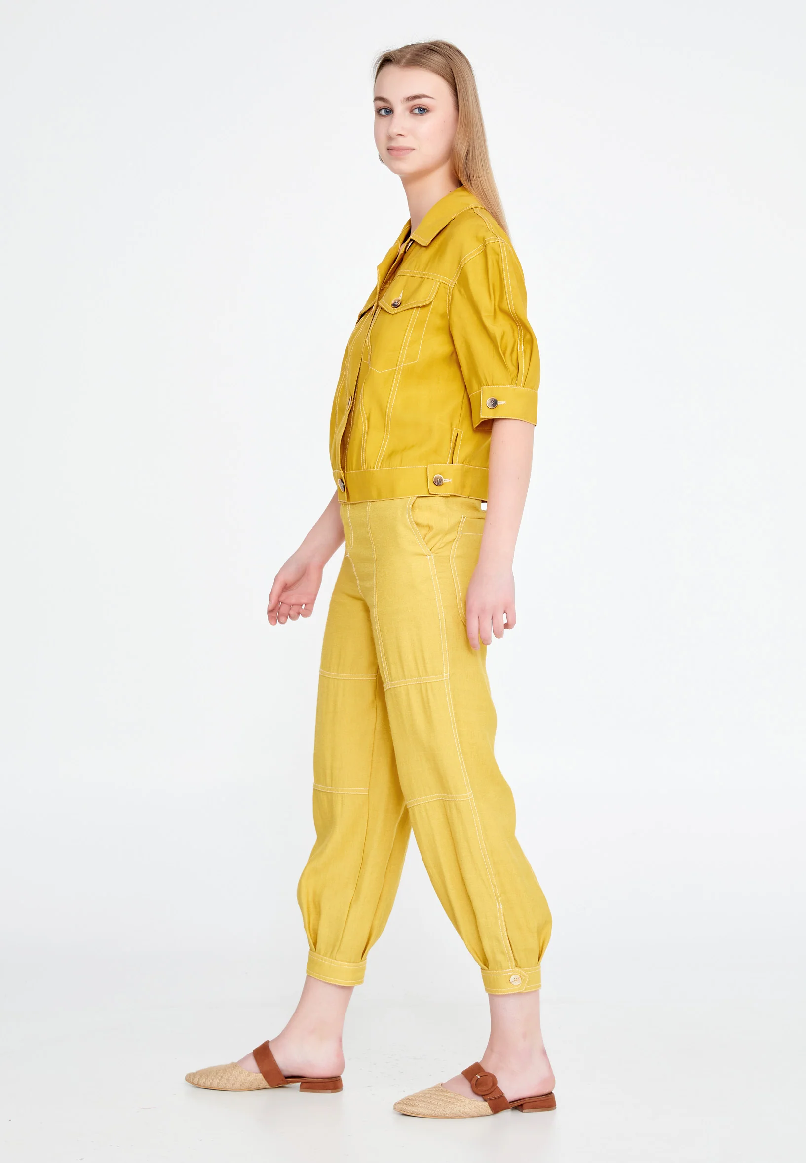 Mid-Length Crepe Solid Color Regular Jacket ber20y1118 - Image 3