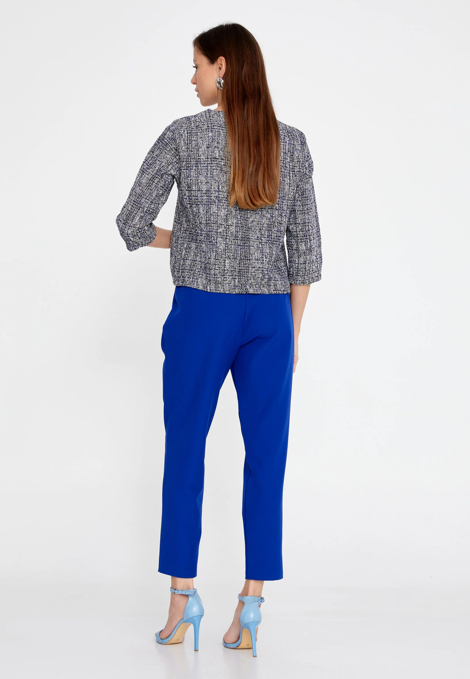 Mid-Length Crepe Solid Color Regular Jacket esldw75 - Image 12