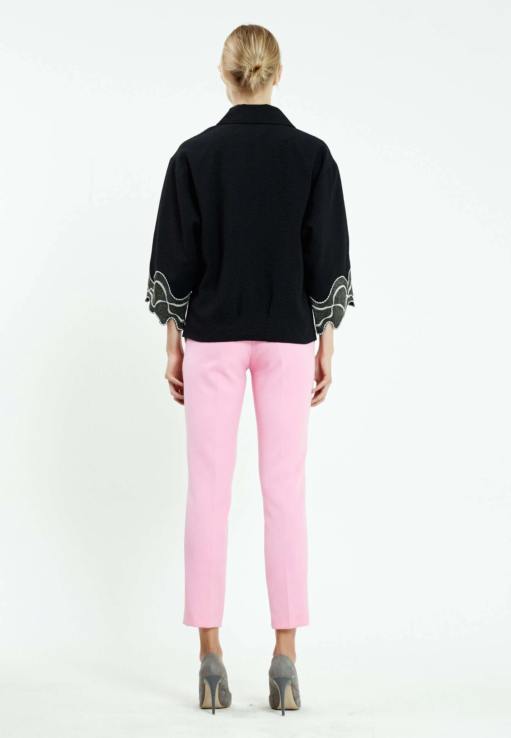 Mid-Length Crepe Solid Color Regular Jacket ser21243 - Image 4