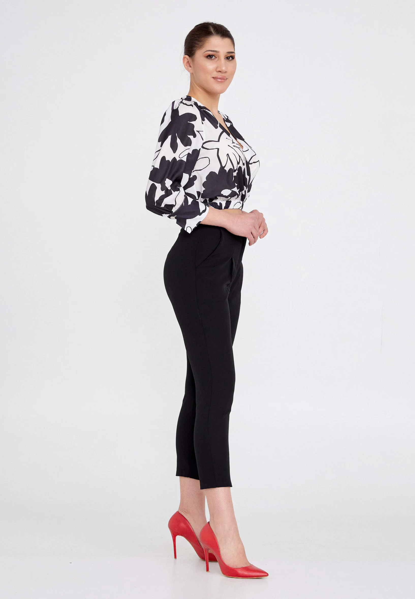 Mid-Length Floral Regular Blouse ber21y4106 - Image 3
