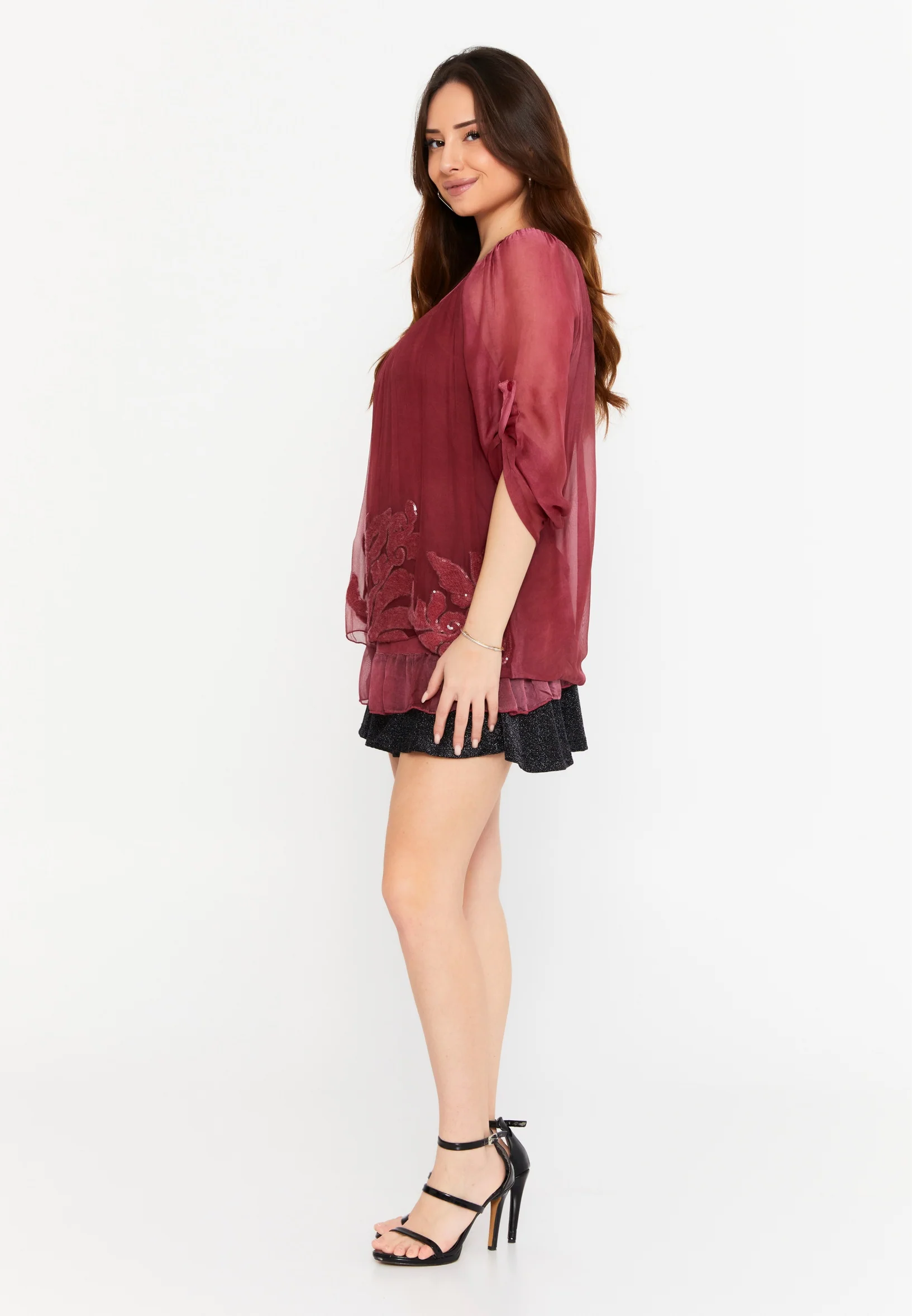 Mid-Length Floral Regular Blouse cav46934 - Image 12
