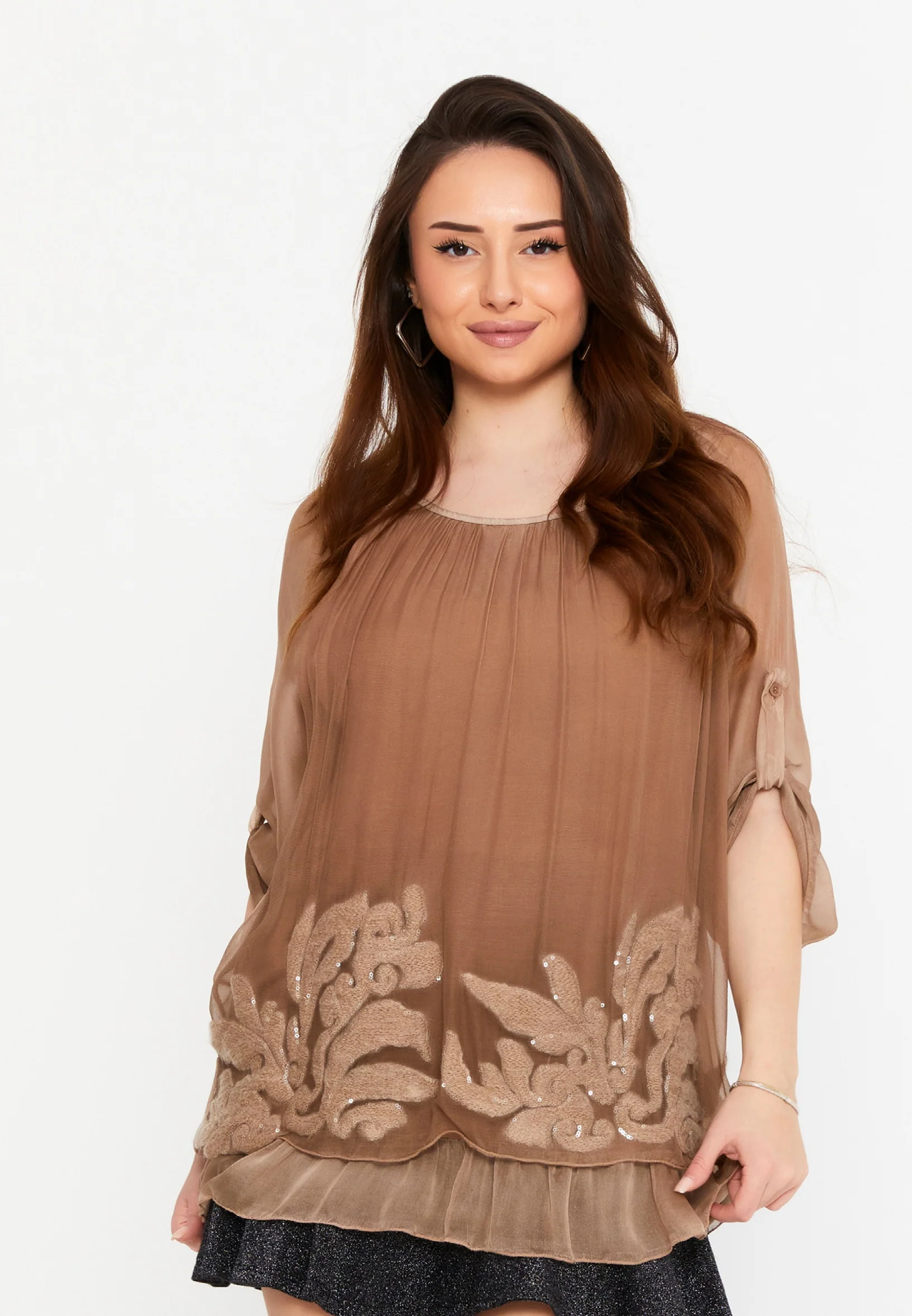 Mid-Length Floral Regular Blouse cav46934 - Image 5