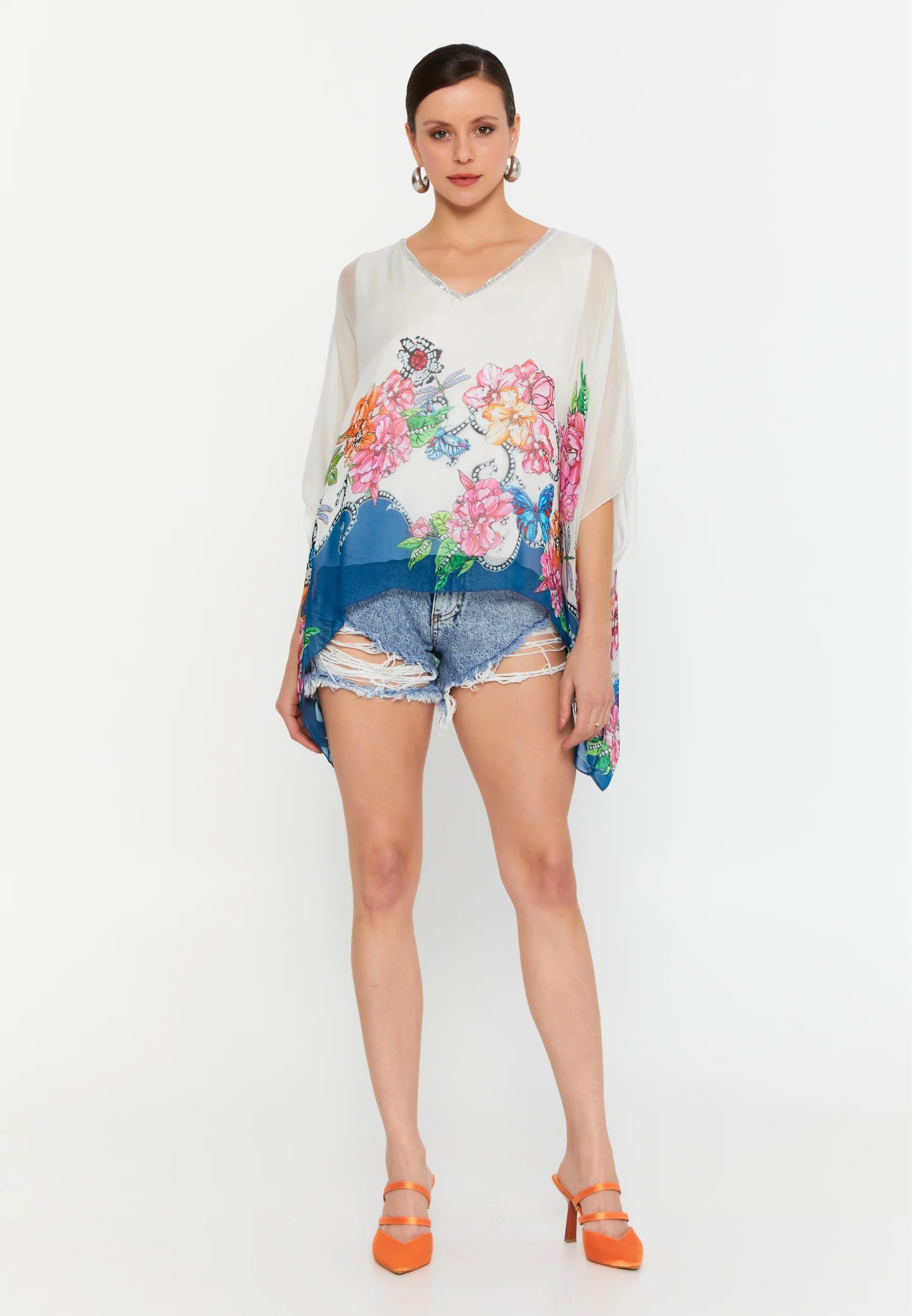 Mid-Length Floral Regular Blouse esl49141 - Image 6