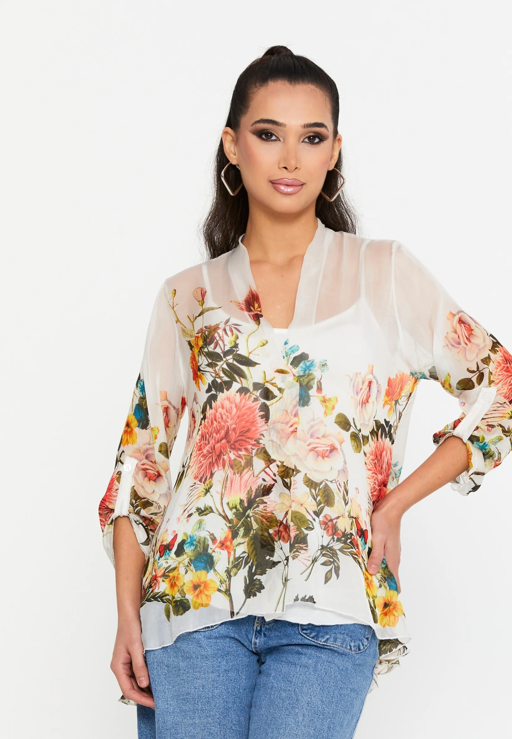 Mid-Length Floral Regular Blouse esl49370 - Image 5