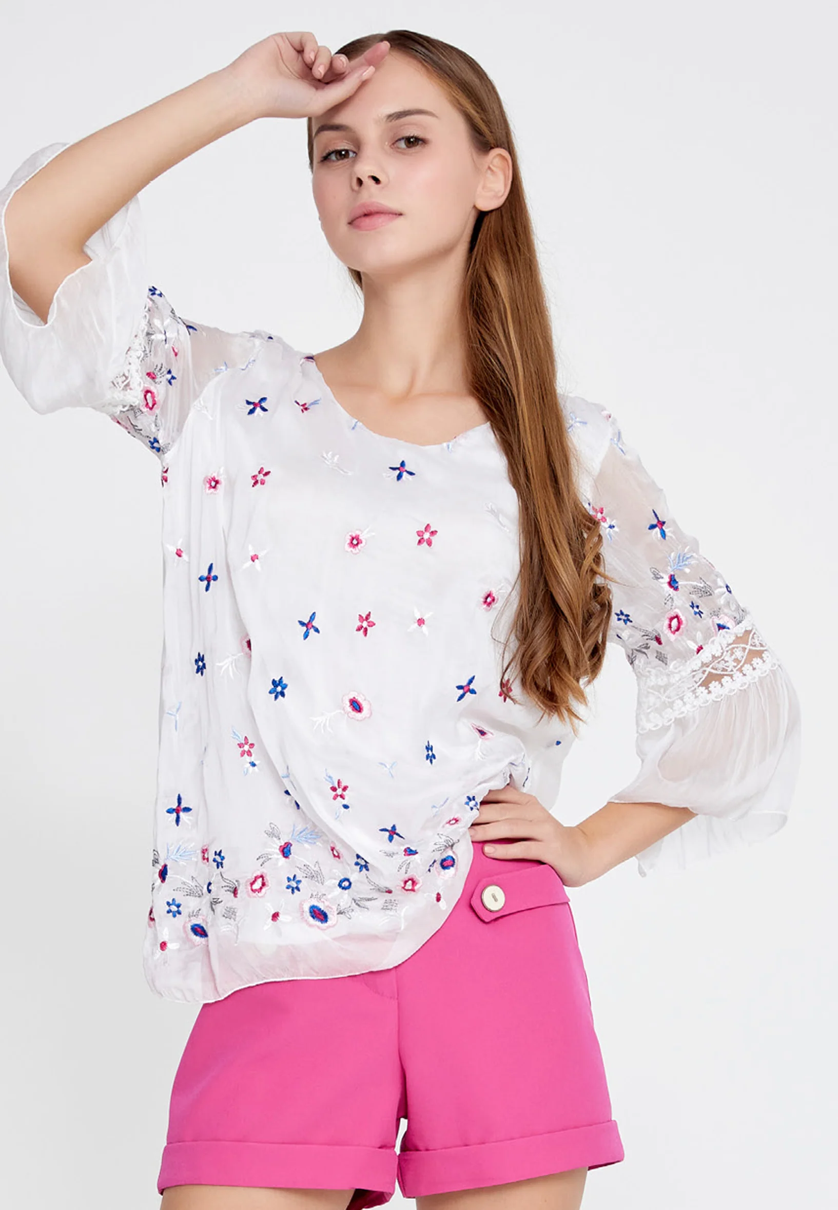 Mid-Length Floral Regular Blouse esl5094 - Image 4