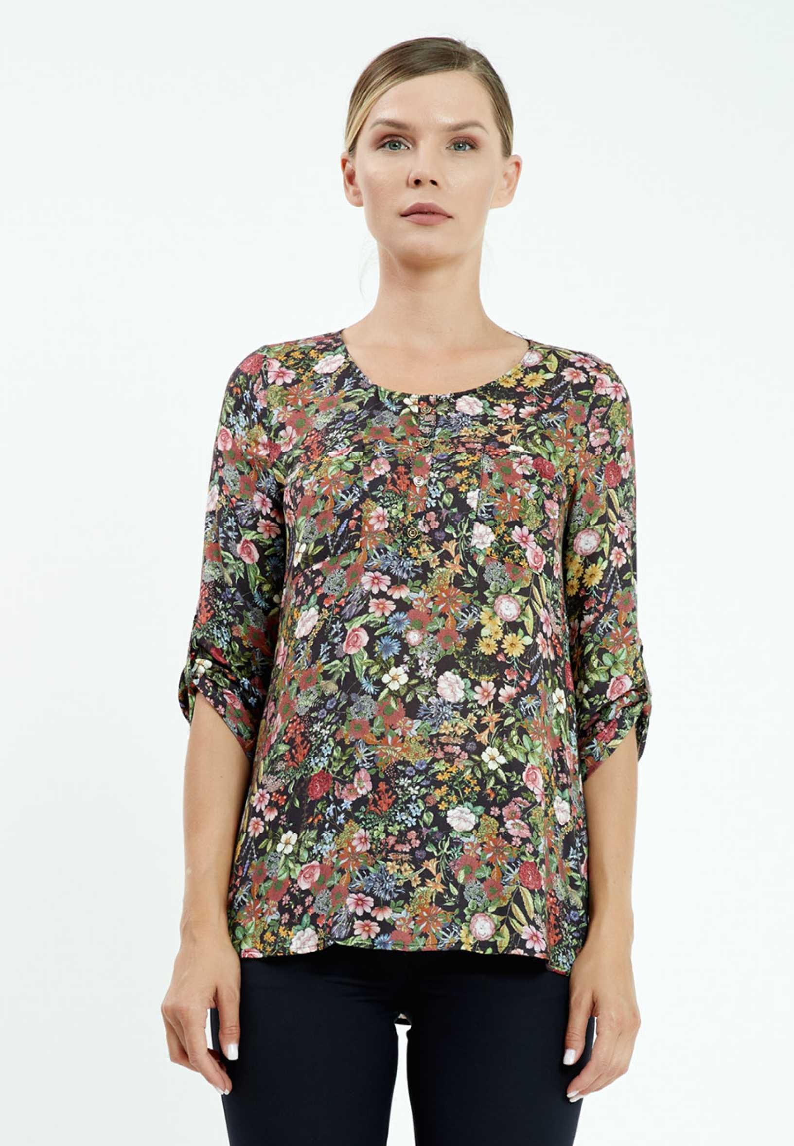 Mid-Length Floral Regular Blouse mis27310