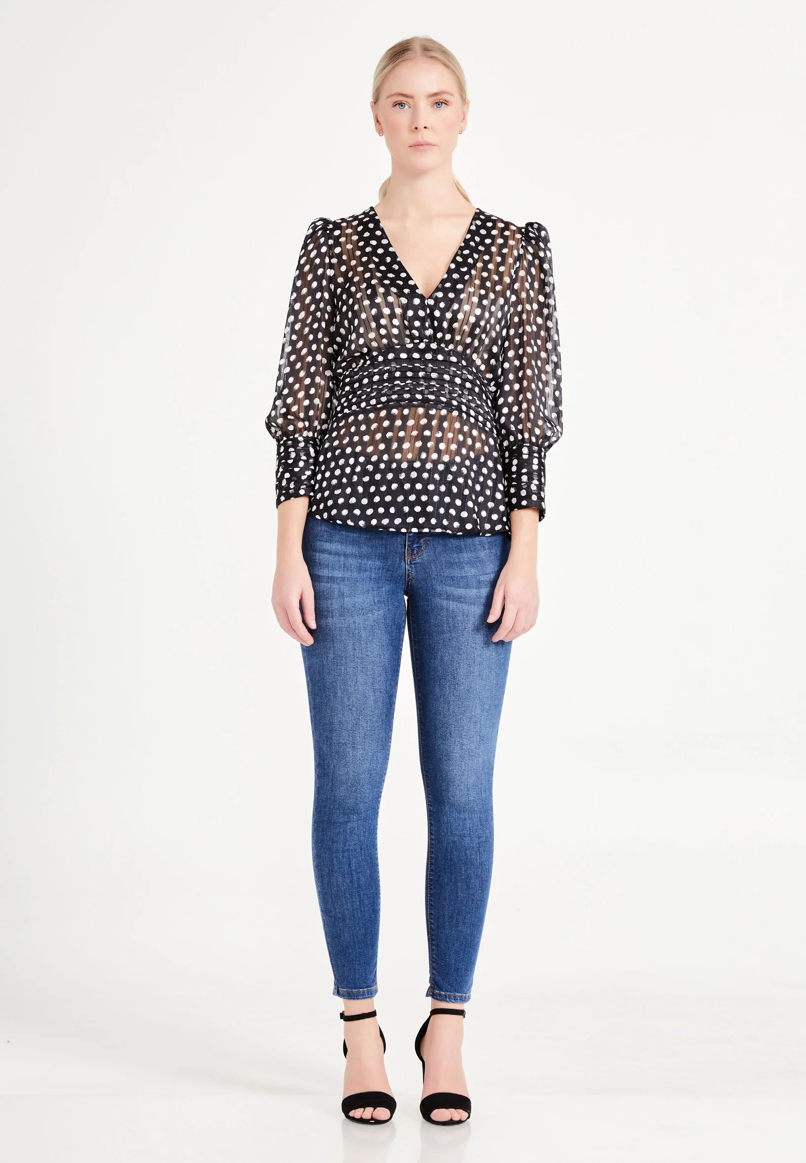 Mid-Length Geometric Regular Blouse ber20y4112