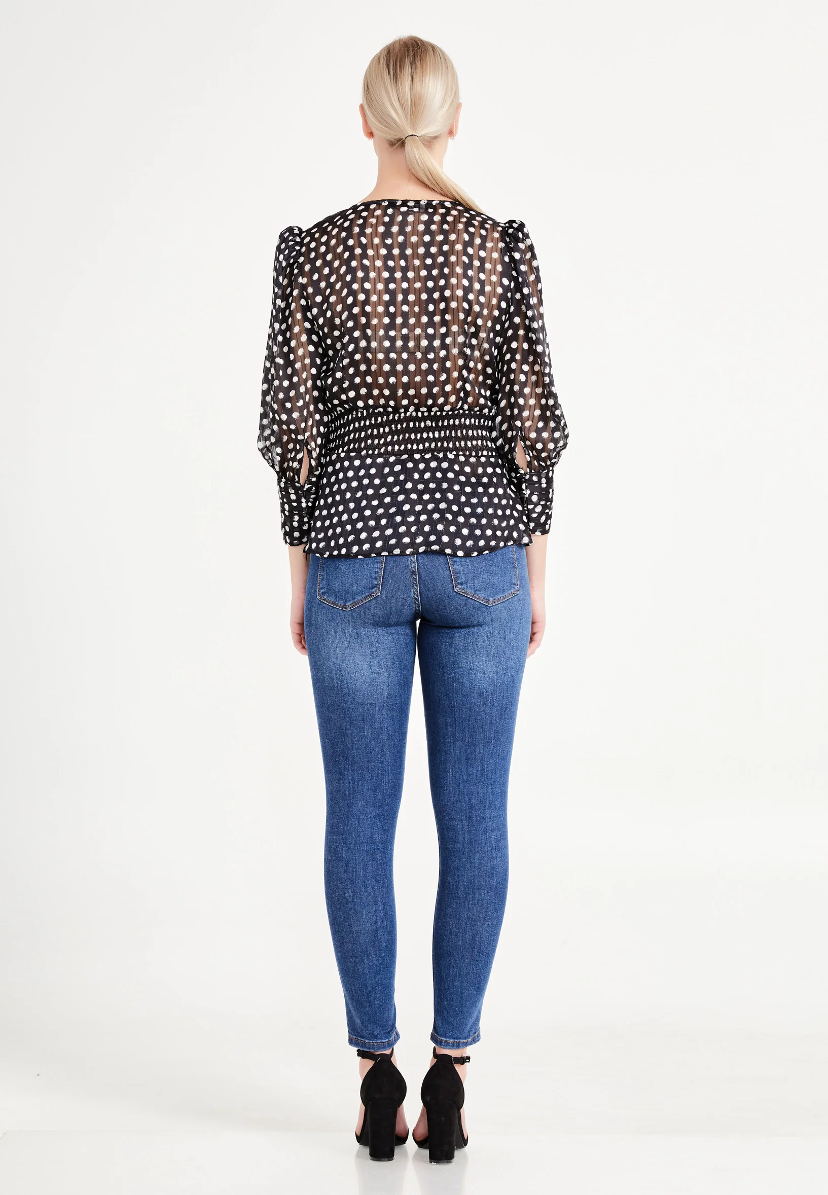 Mid-Length Geometric Regular Blouse ber20y4112 - Image 2