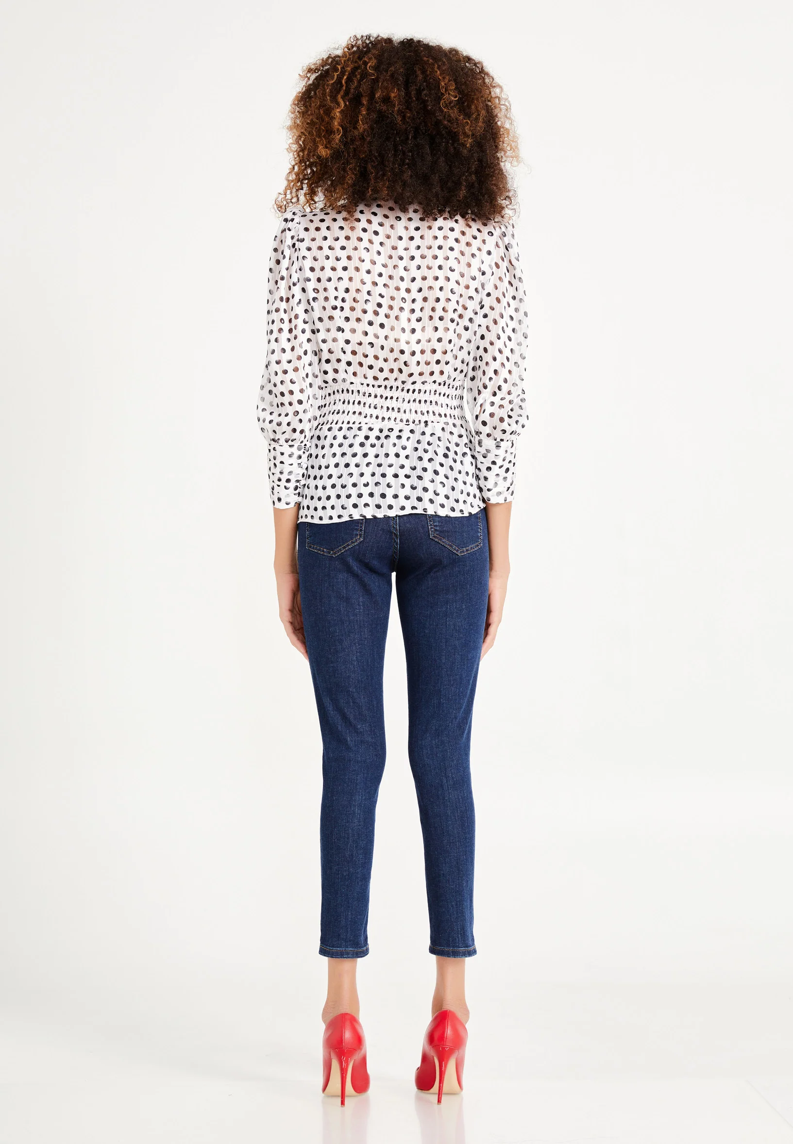Mid-Length Geometric Regular Blouse ber20y4112 - Image 6