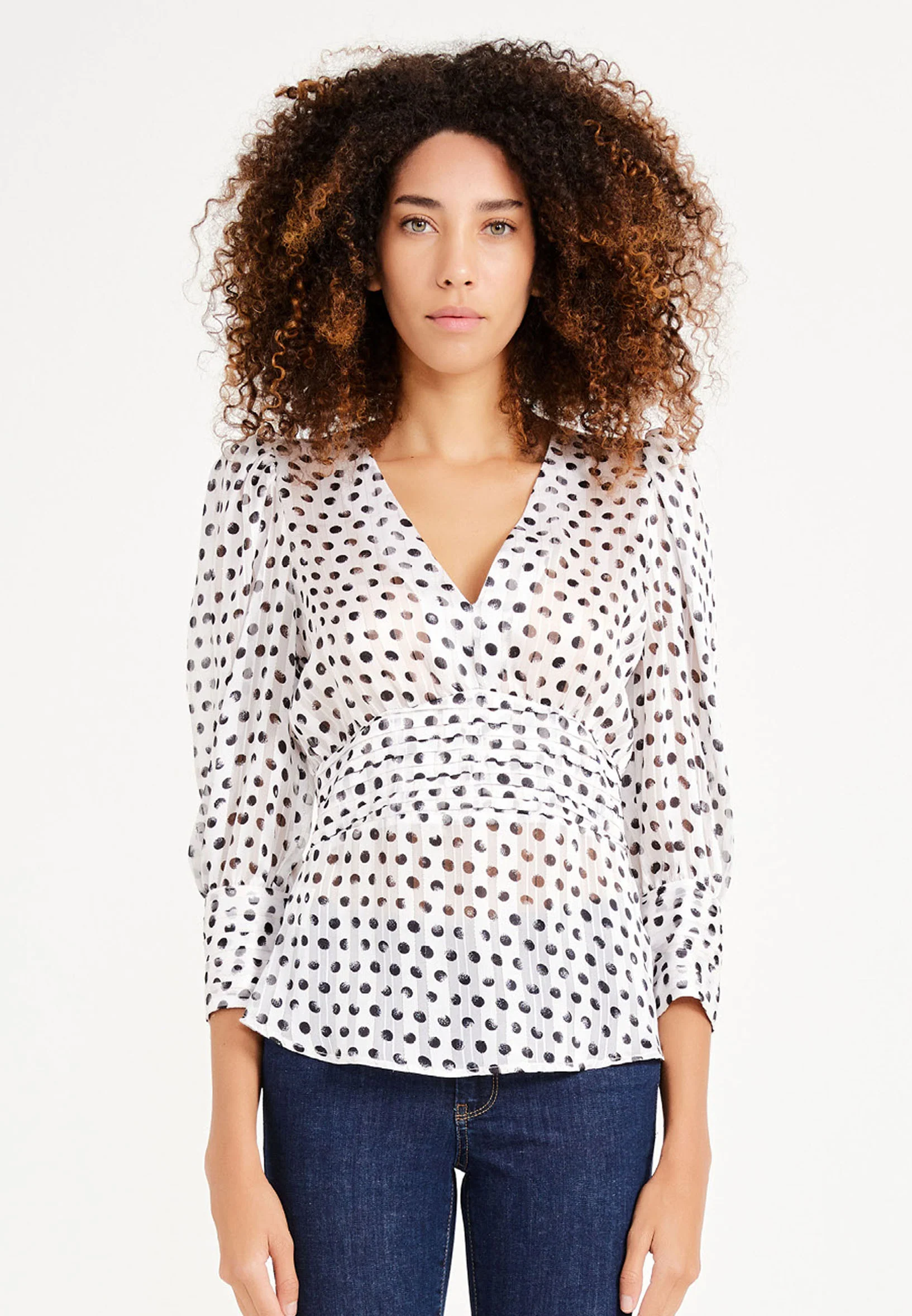 Mid-Length Geometric Regular Blouse ber20y4112 - Image 8