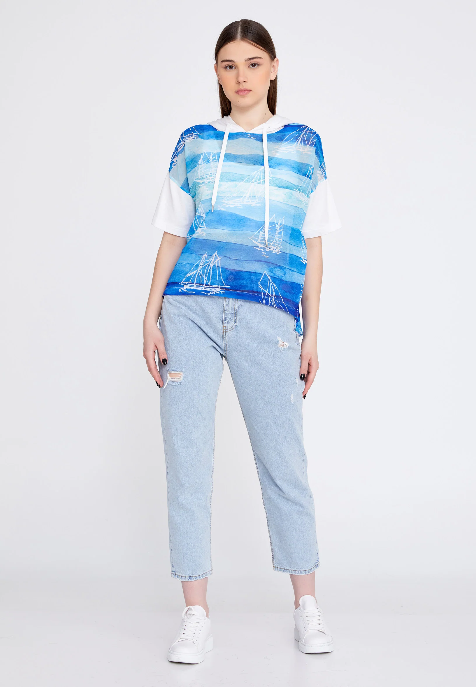 Mid-Length Graphic Regular Sweatshirt ber21y4123 - Image 2