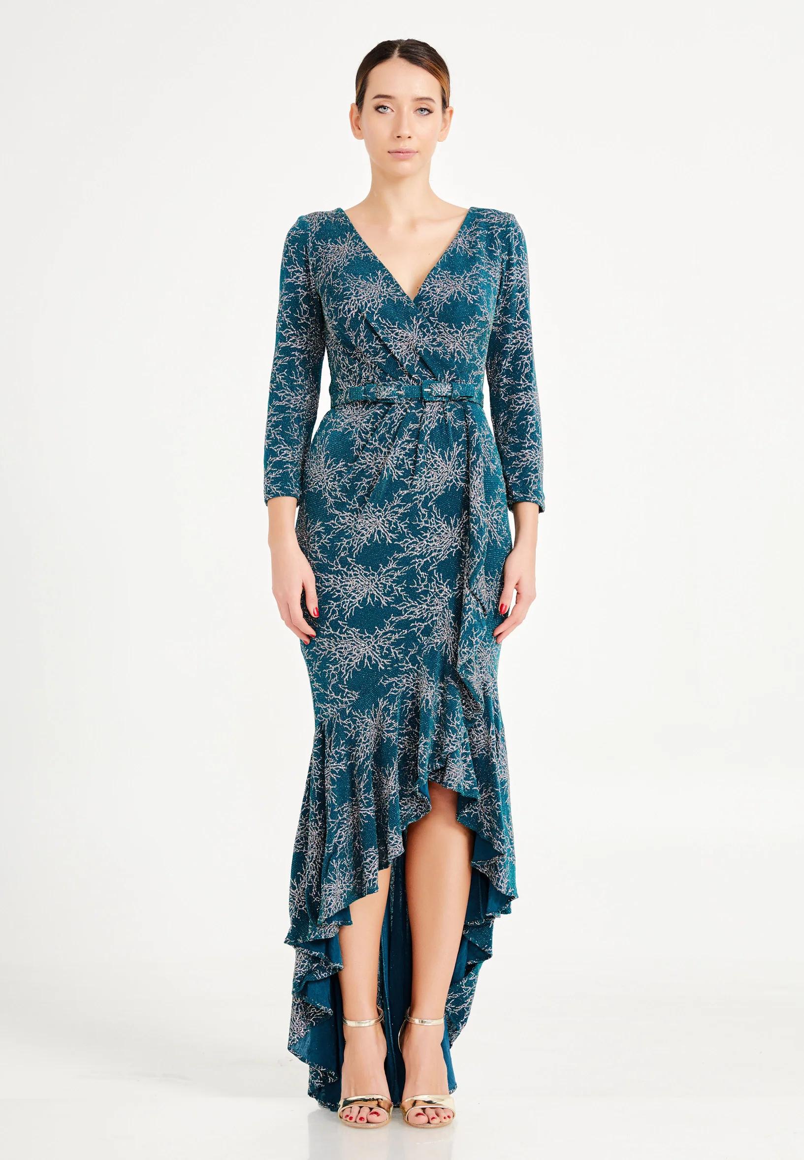 Mid-Length High-Low Lycra Column Regular Wedding Guest Dress frc6457 - Image 9