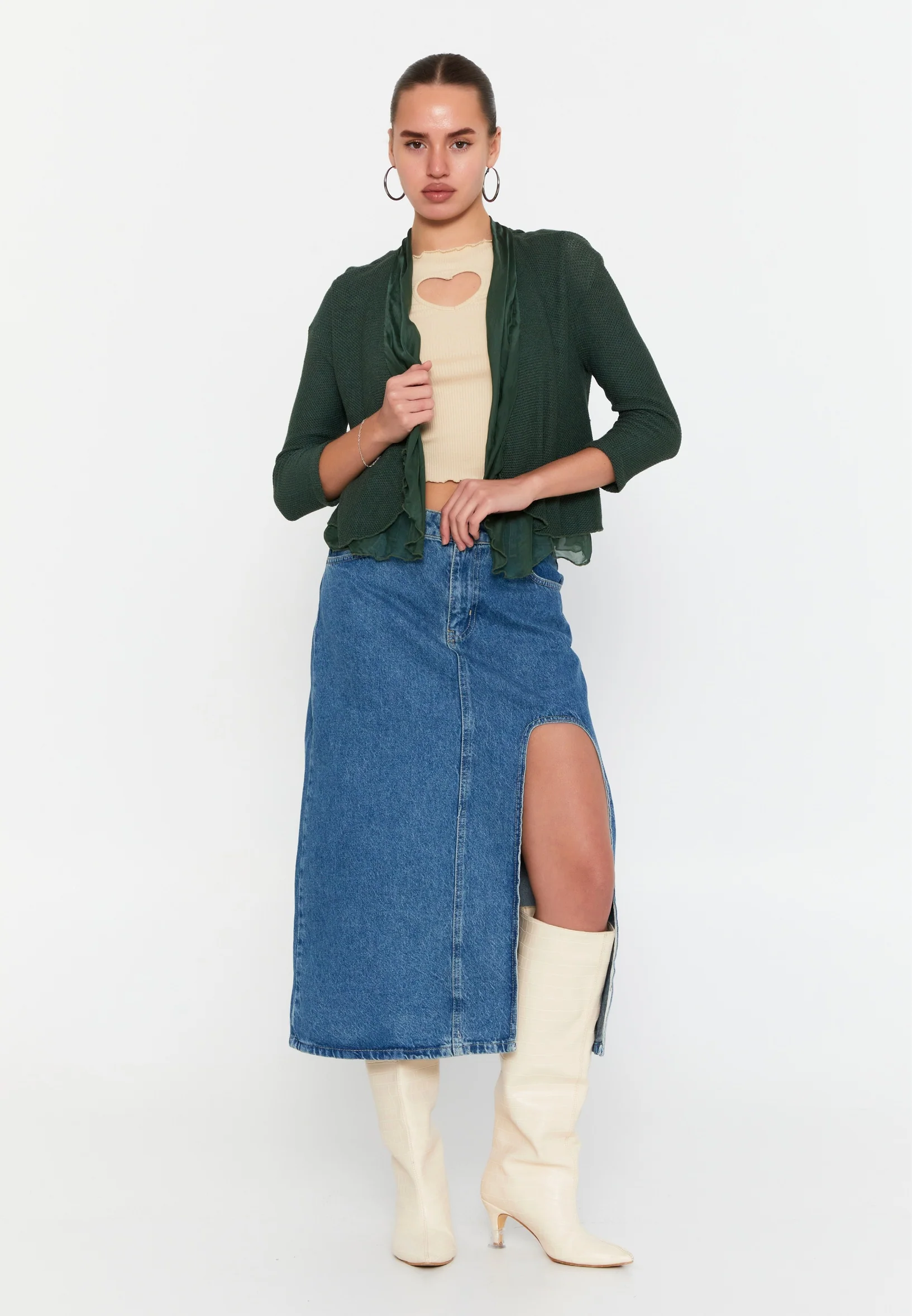 Mid-Length Knitwear Regular Cardigan esl29203 - Image 10