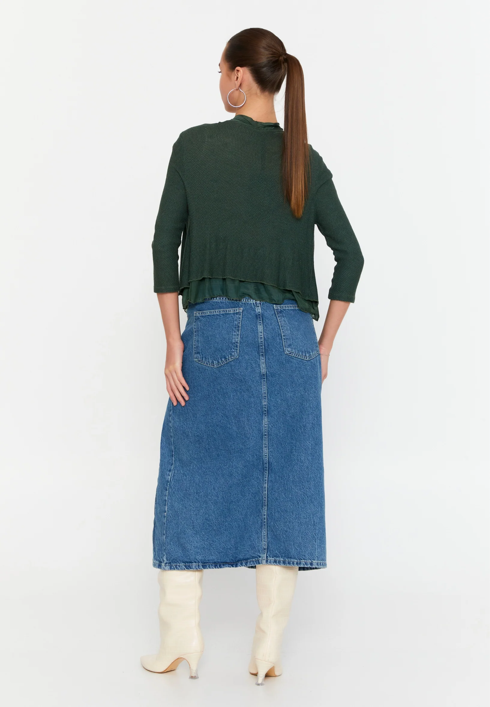 Mid-Length Knitwear Regular Cardigan esl29203 - Image 11