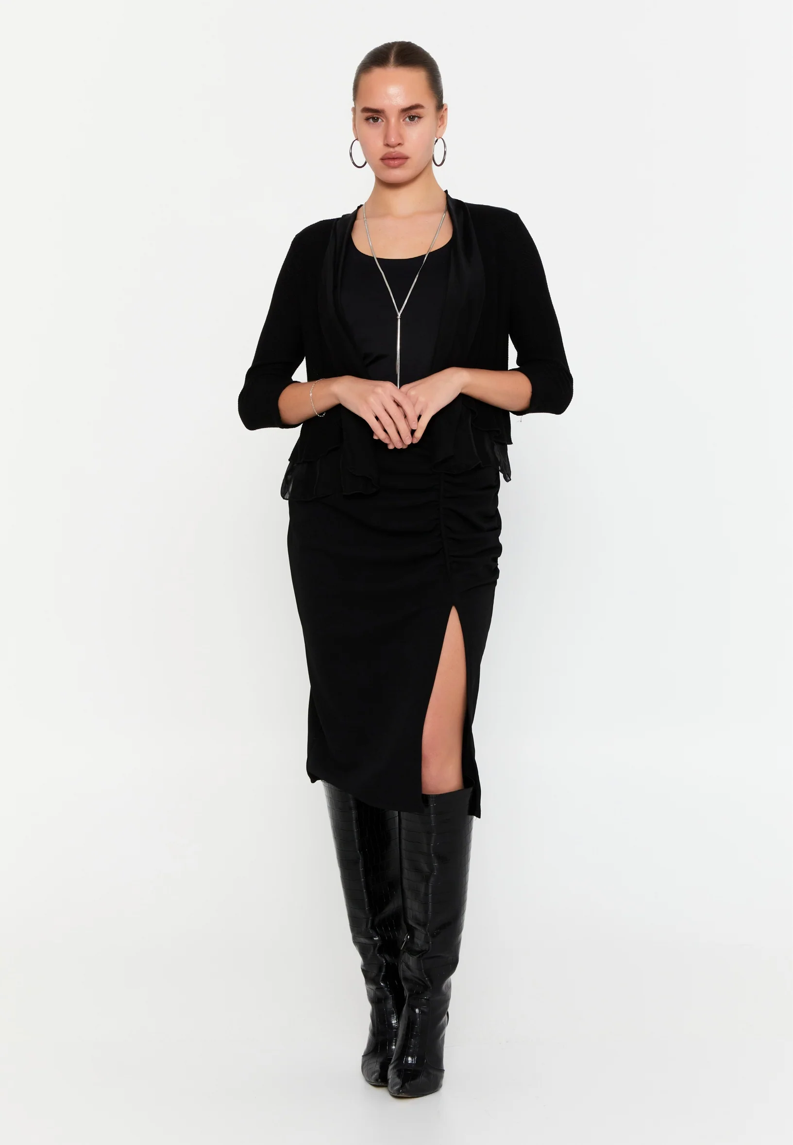Mid-Length Knitwear Regular Cardigan esl29203 - Image 2