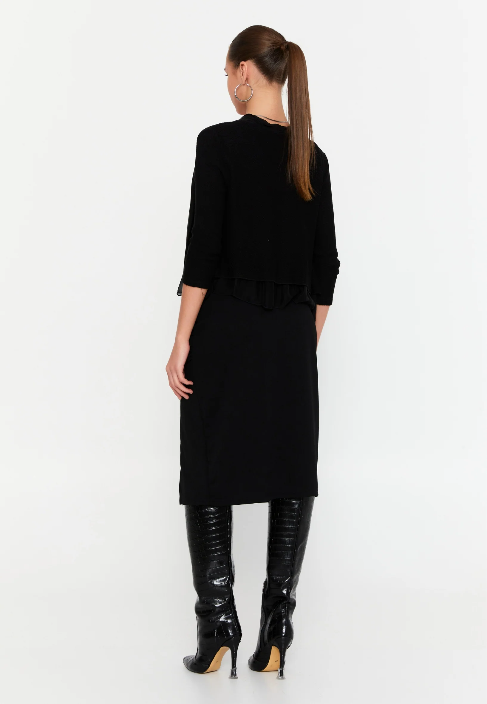 Mid-Length Knitwear Regular Cardigan esl29203 - Image 3