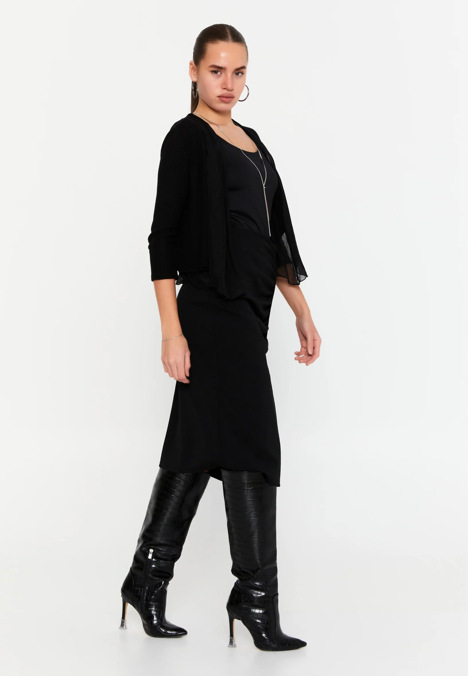 Mid-Length Knitwear Regular Cardigan esl29203 - Image 4