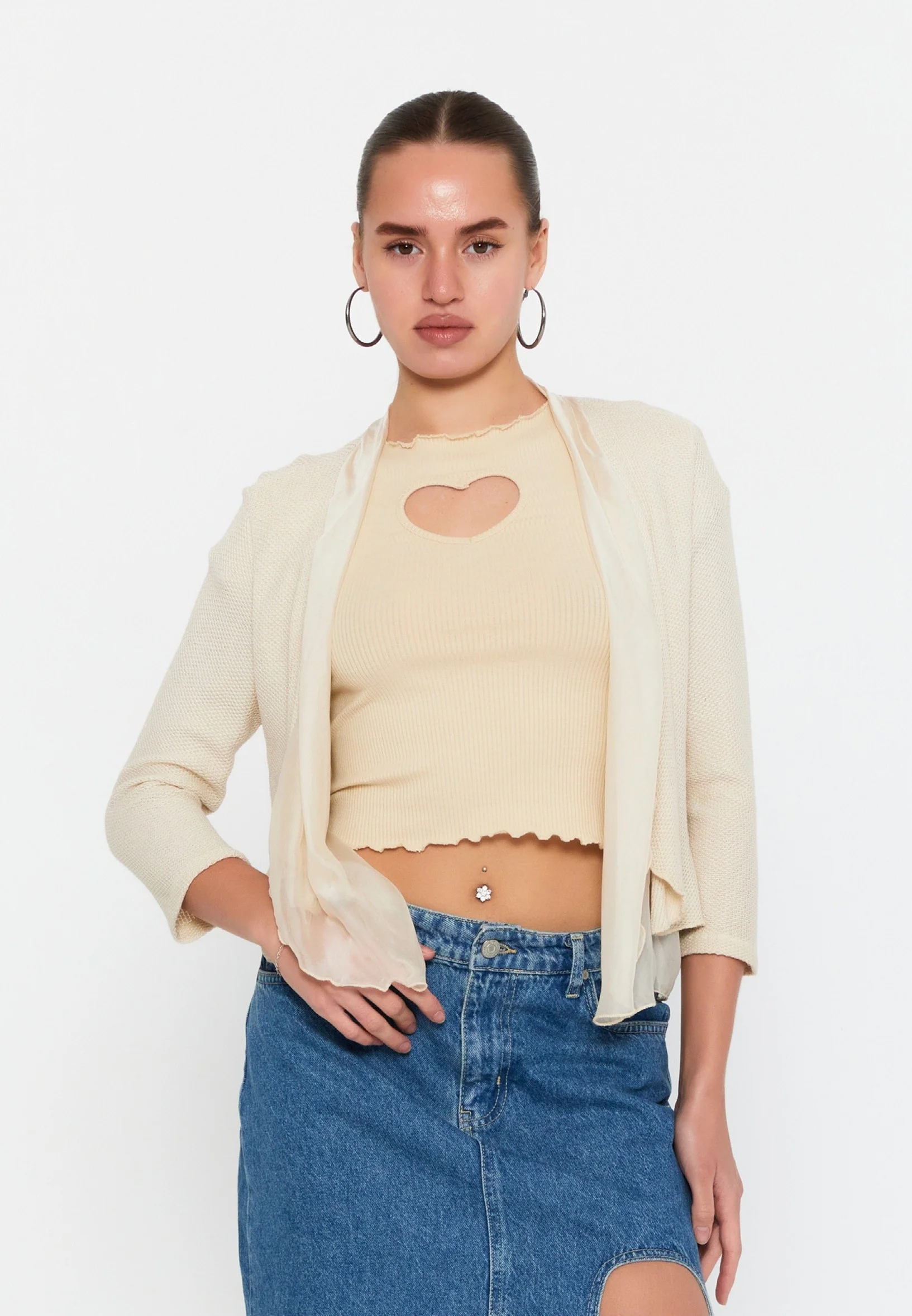 Mid-Length Knitwear Regular Cardigan esl29203 - Image 5