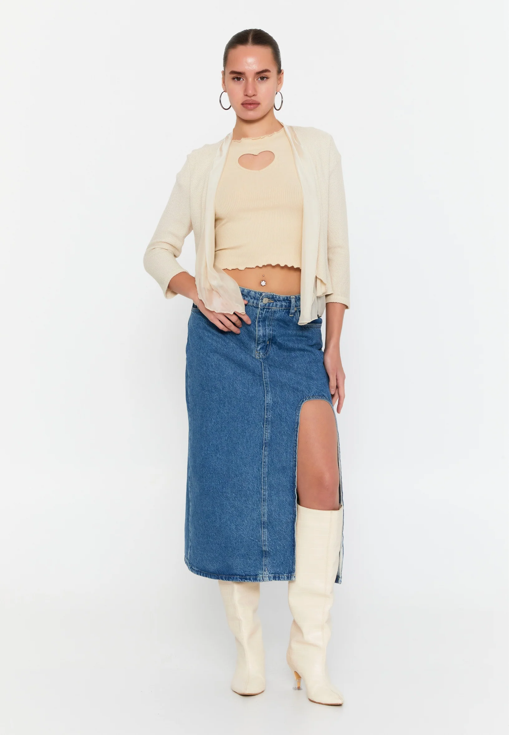 Mid-Length Knitwear Regular Cardigan esl29203 - Image 6