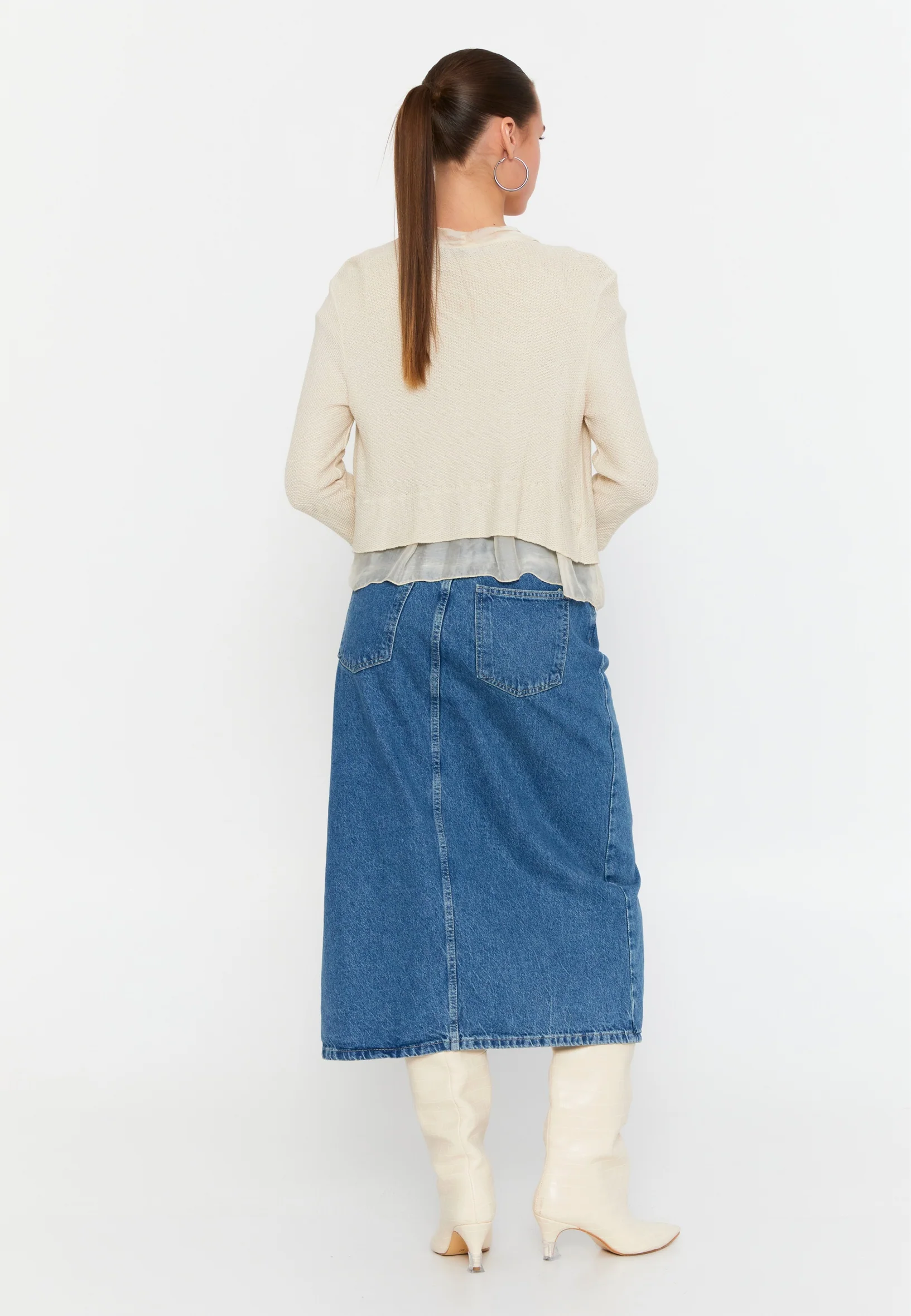 Mid-Length Knitwear Regular Cardigan esl29203 - Image 7