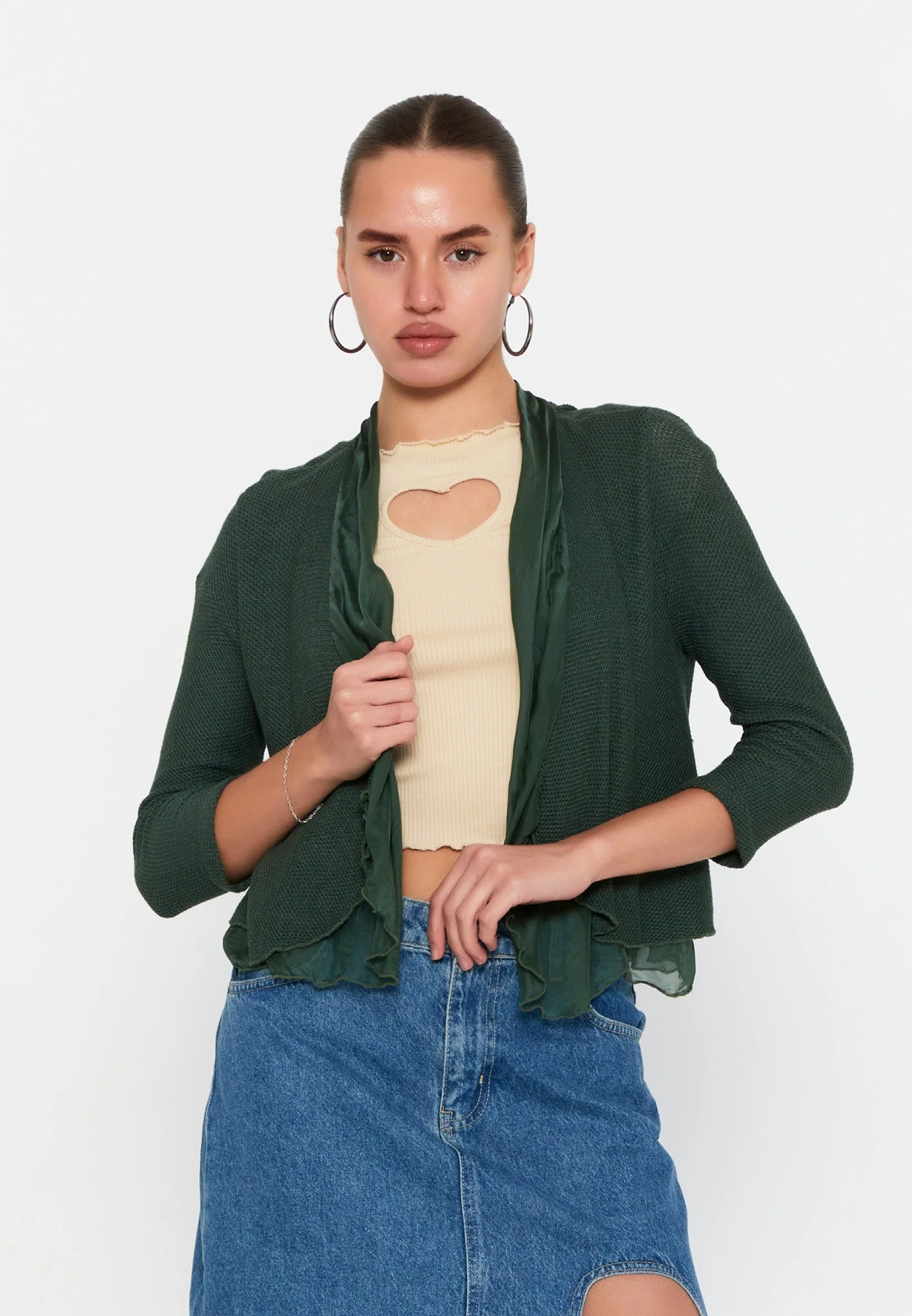 Mid-Length Knitwear Regular Cardigan esl29203 - Image 9