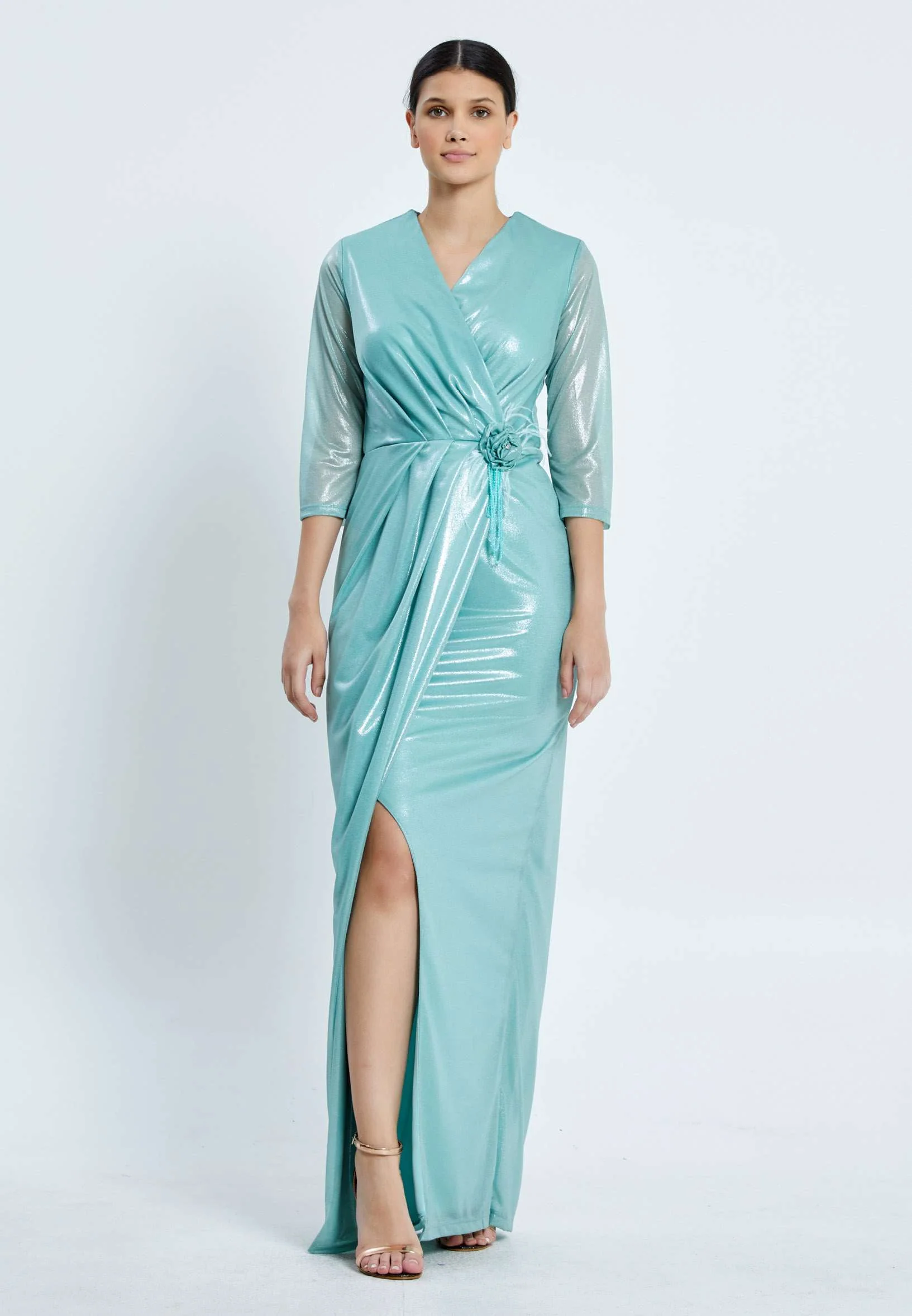 Mid-Length Maxi Chiffon Bodycon Regular Wedding Guest Dress pnl7040 - Image 17